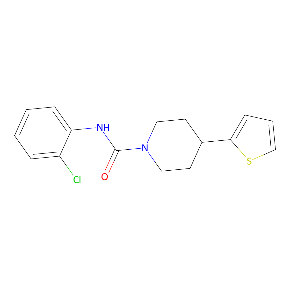N-(2-chlorophenyl)-4-(thiophen-2-yl)piperidine-1-carboxamide molecular structure, CAS 1396886-45-5