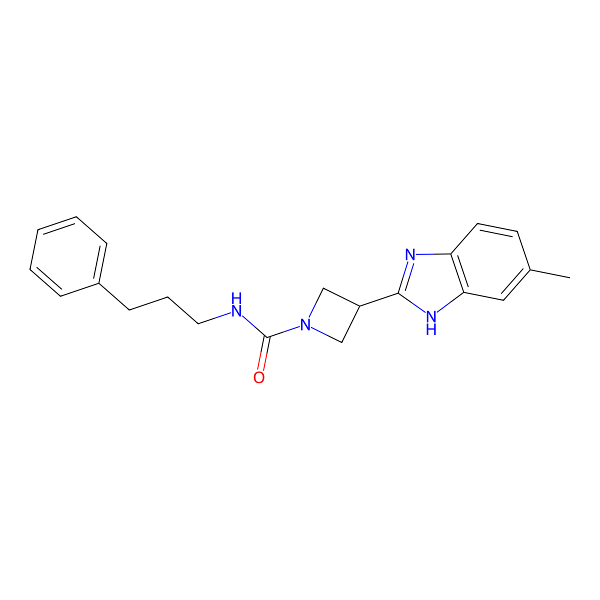 3-(5-methyl-1H-benzo[d]imidazol-2-yl)-N-(3-phenylpropyl)azetidine-1-carboxamide molecular structure, CAS 1396886-47-7
