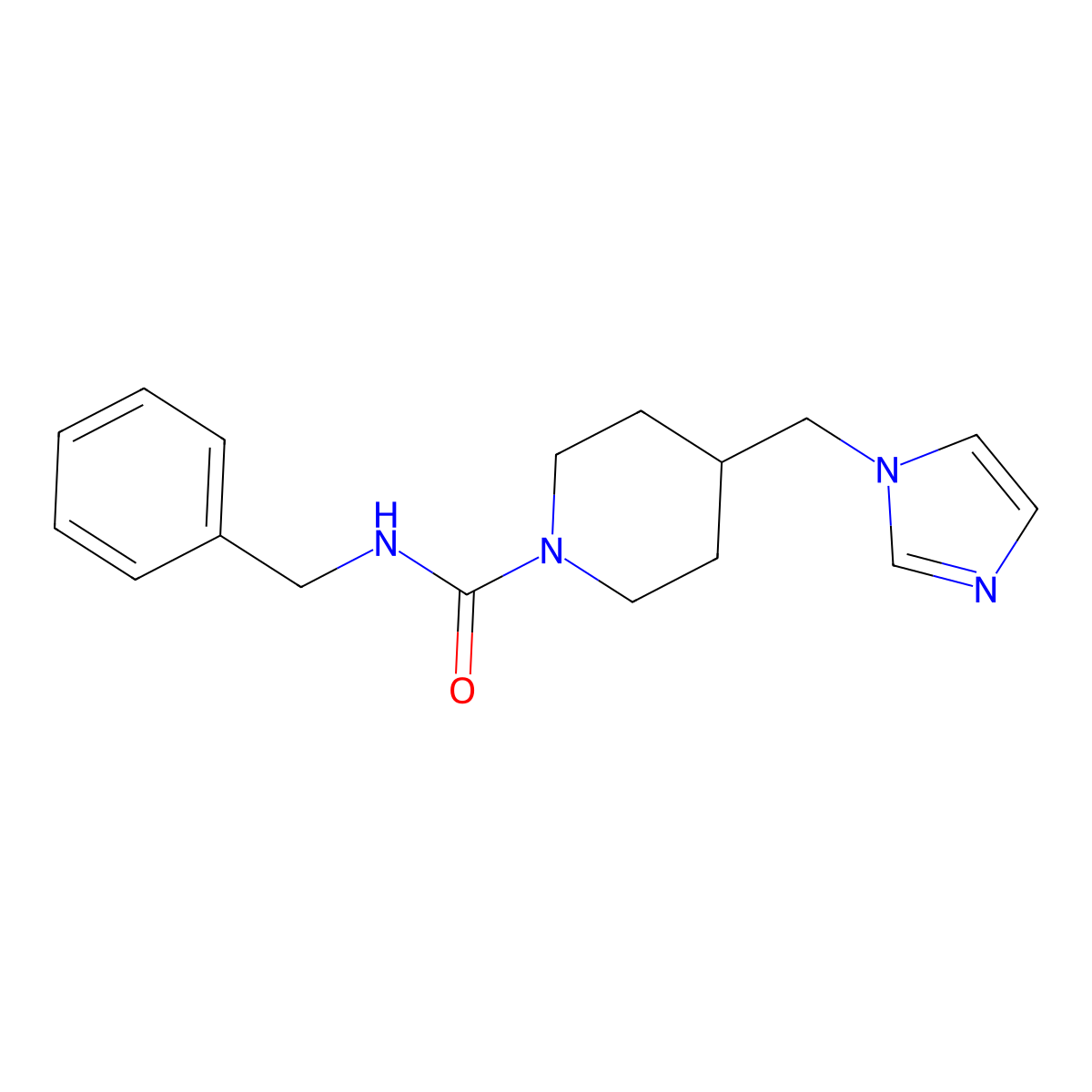4-((1H-imidazol-1-yl)methyl)-N-benzylpiperidine-1-carboxamide molecular structure, CAS 1396886-48-8