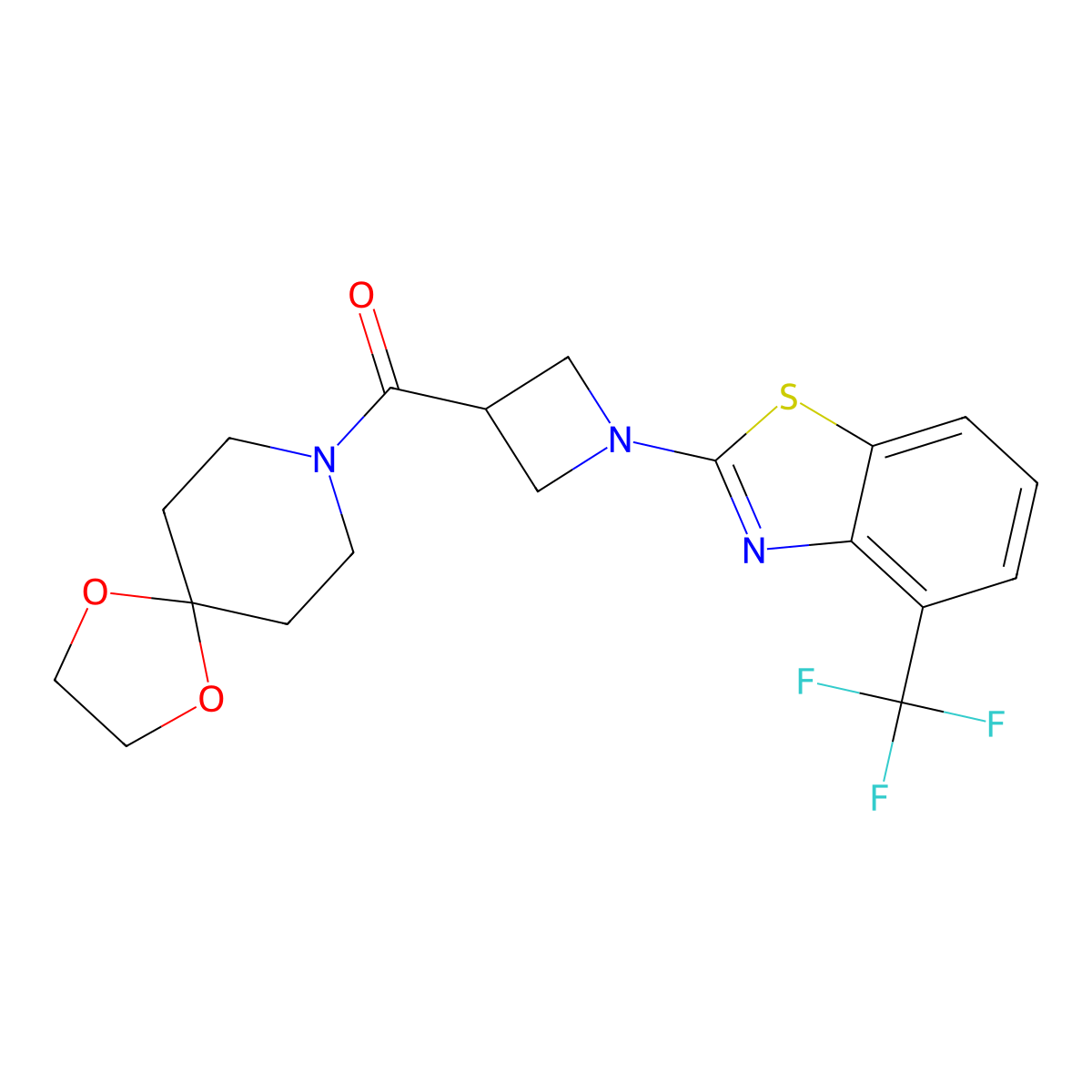 1,4-Dioxa-8-azaspiro[4.5]decan-8-yl(1-(4-(trifluoromethyl)benzo[d]thiazol-2-yl)azetidin-3-yl)methanone molecular structure, CAS 1396886-54-6