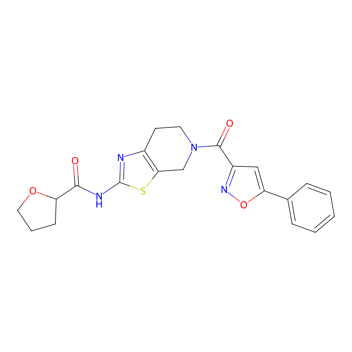 N-(5-(5-phenylisoxazole-3-carbonyl)-4,5,6,7-tetrahydrothiazolo[5,4-c]pyridin-2-yl)tetrahydrofuran-2-carboxamide molecular structure, CAS 1396886-59-1