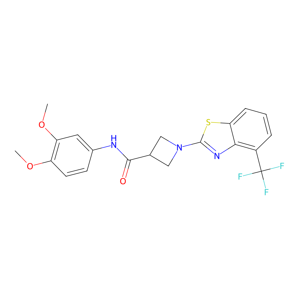 N-(3,4-dimethoxyphenyl)-1-(4-(trifluoromethyl)benzo[d]thiazol-2-yl)azetidine-3-carboxamide molecular structure, CAS 1396886-70-6