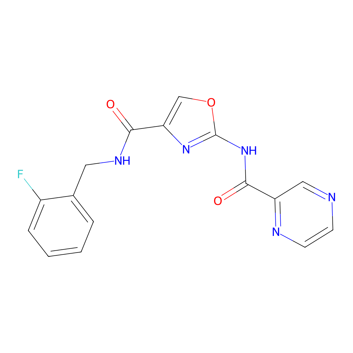 N-(2-fluorobenzyl)-2-(pyrazine-2-carboxamido)oxazole-4-carboxamide molecular structure, CAS 1396886-72-8