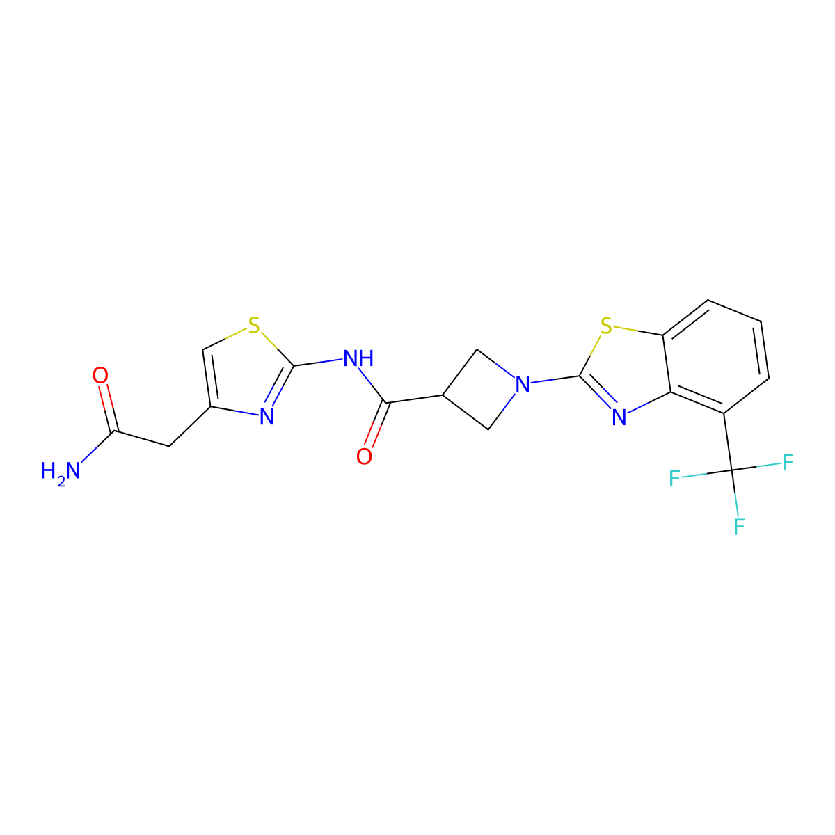 N-(4-(2-amino-2-oxoethyl)thiazol-2-yl)-1-(4-(trifluoromethyl)benzo[d]thiazol-2-yl)azetidine-3-carboxamide molecular structure, CAS 1396886-74-0