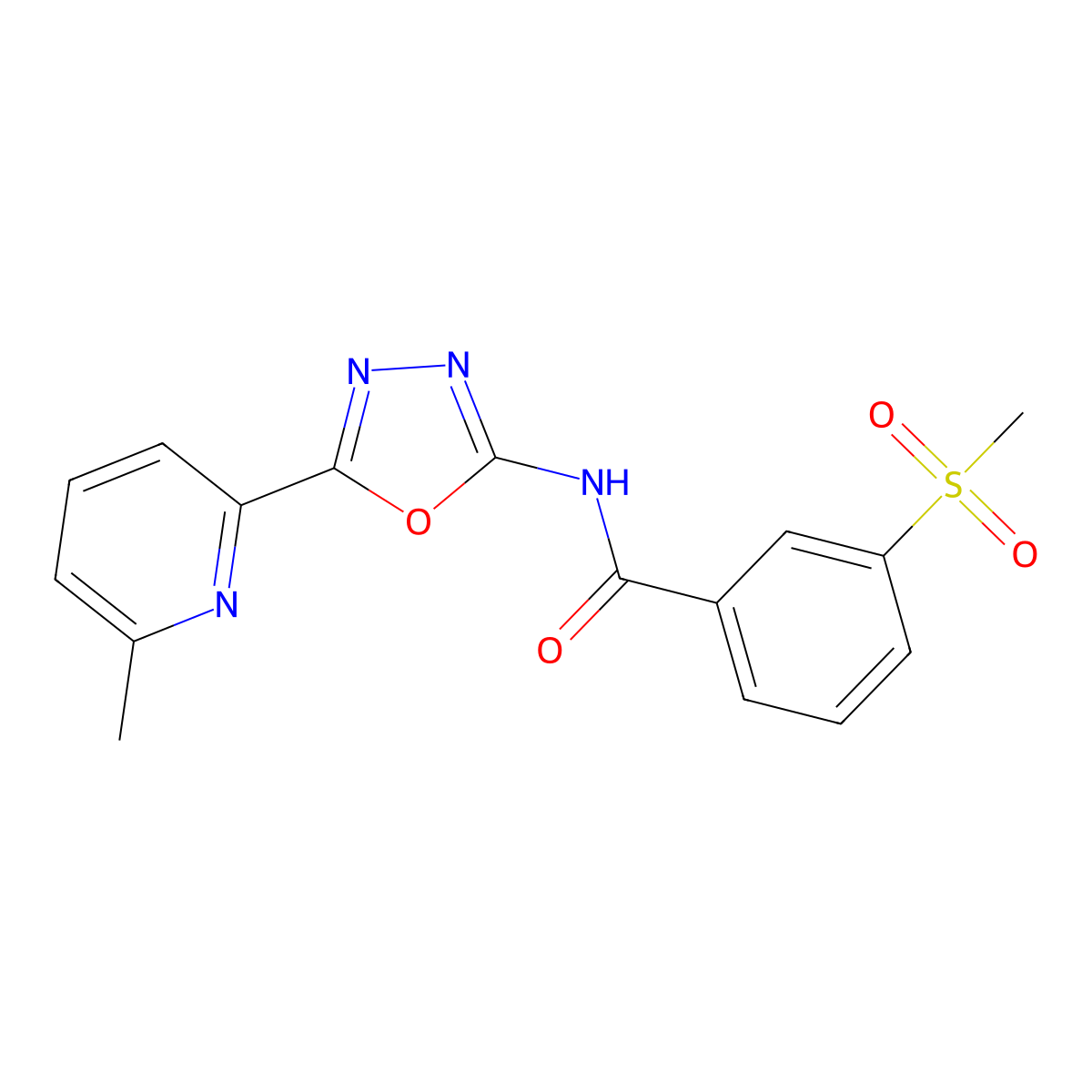 N-(5-(6-methylpyridin-2-yl)-1,3,4-oxadiazol-2-yl)-3-(methylsulfonyl)benzamide molecular structure, CAS 1396886-82-0