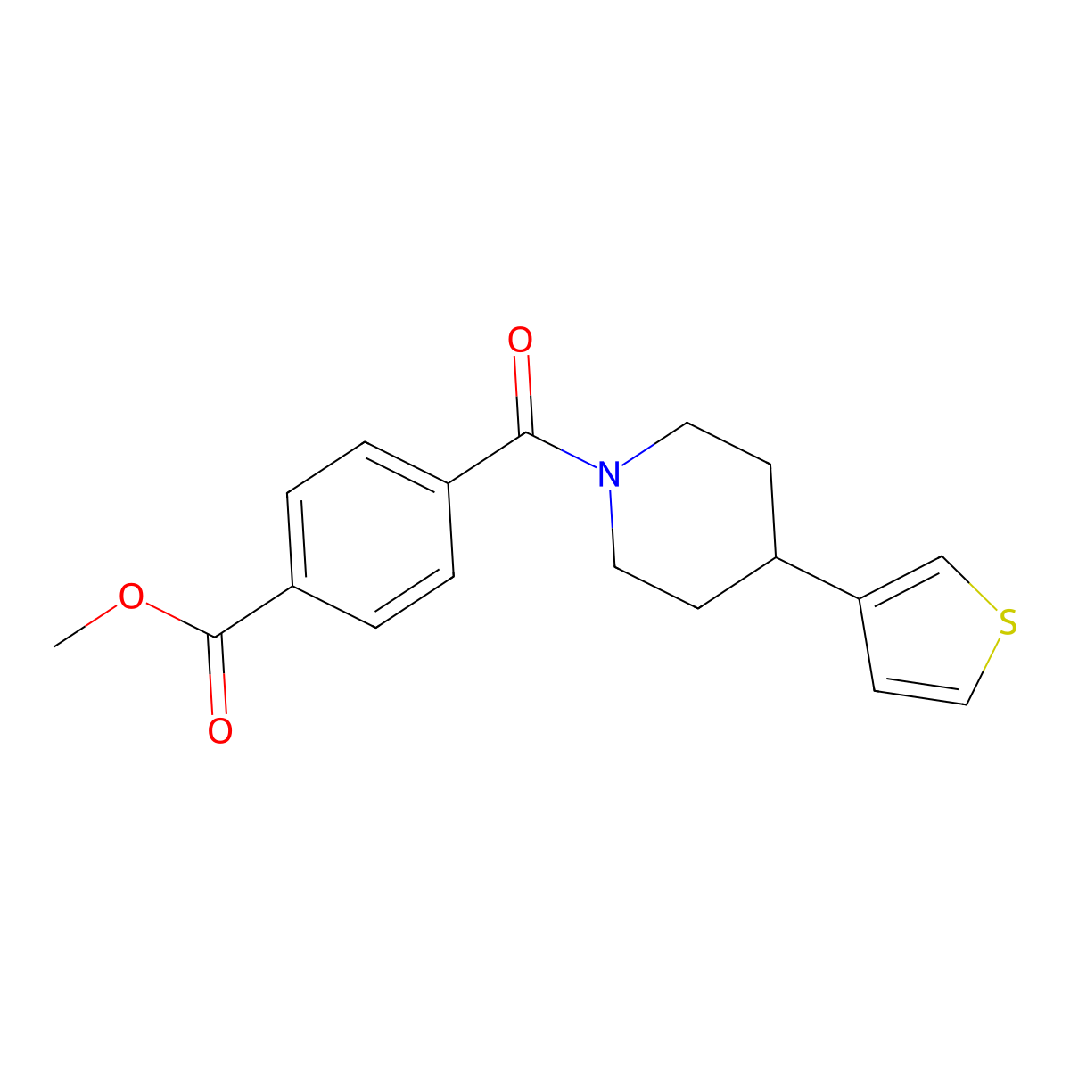 Methyl 4-[4-(thiophen-3-yl)piperidine-1-carbonyl]benzoate molecular structure, CAS 1396886-83-1