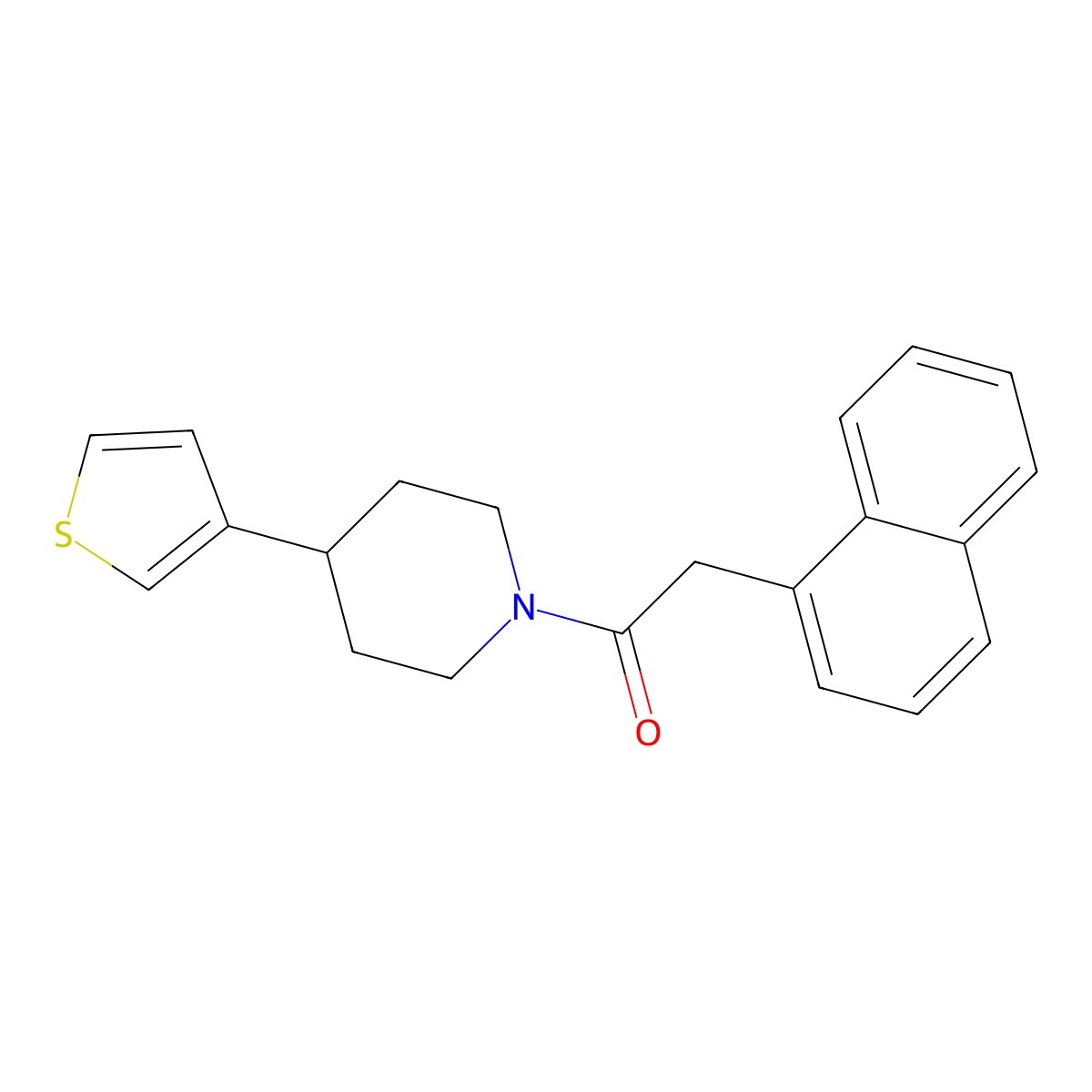 2-(Naphthalen-1-yl)-1-[4-(thiophen-3-yl)piperidin-1-yl]ethan-1-one molecular structure, CAS 1396886-90-0