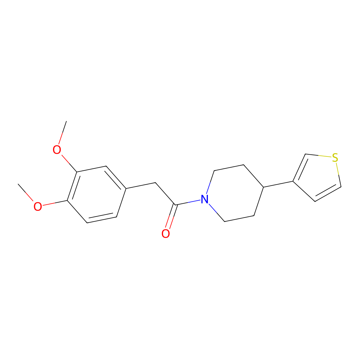 2-(3,4-Dimethoxyphenyl)-1-(4-(thiophen-3-yl)piperidin-1-yl)ethanone molecular structure, CAS 1396886-95-5