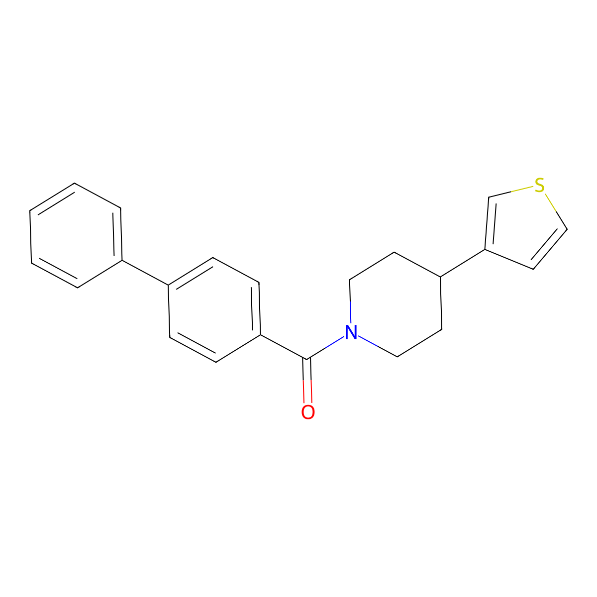 [1,1'-Biphenyl]-4-yl(4-(thiophen-3-yl)piperidin-1-yl)methanone molecular structure, CAS 1396887-00-5