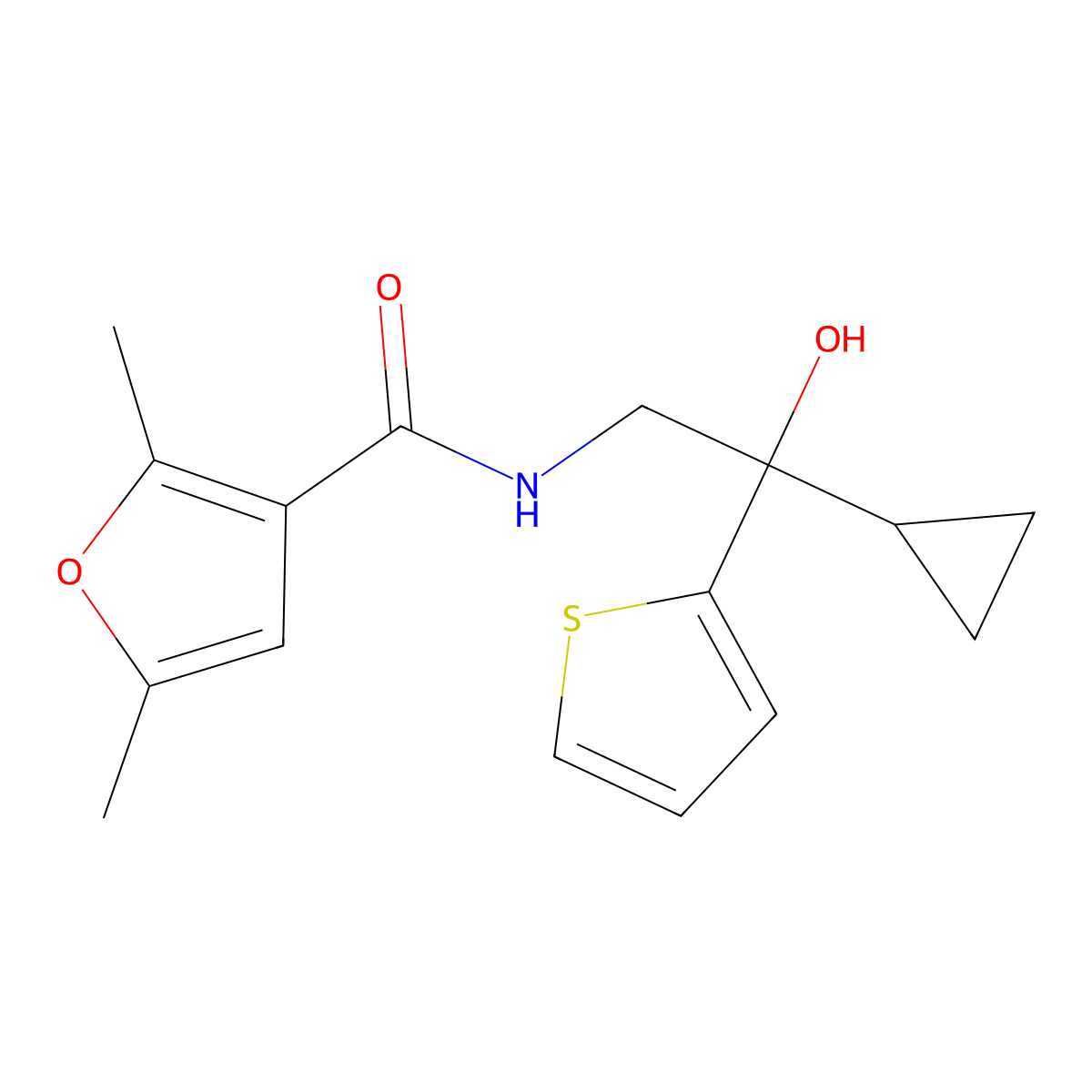 N-[2-cyclopropyl-2-hydroxy-2-(thiophen-2-yl)ethyl]-2,5-dimethylfuran-3-carboxamide molecular structure, CAS 1396887-04-9