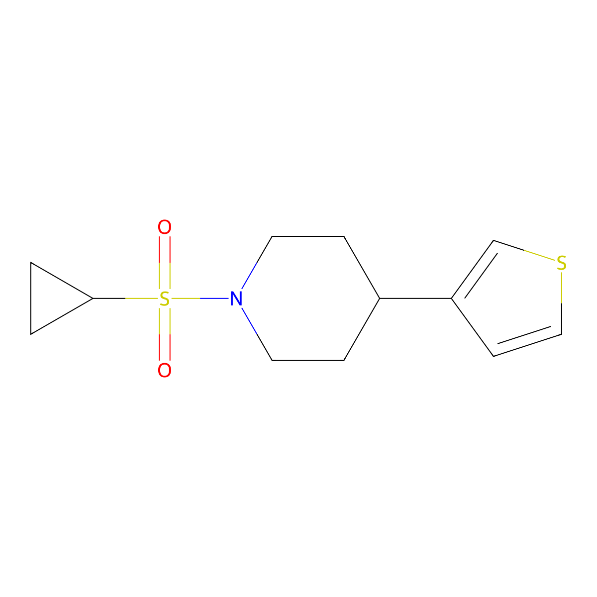 1-(Cyclopropylsulfonyl)-4-(thiophen-3-yl)piperidine molecular structure, CAS 1396887-05-0
