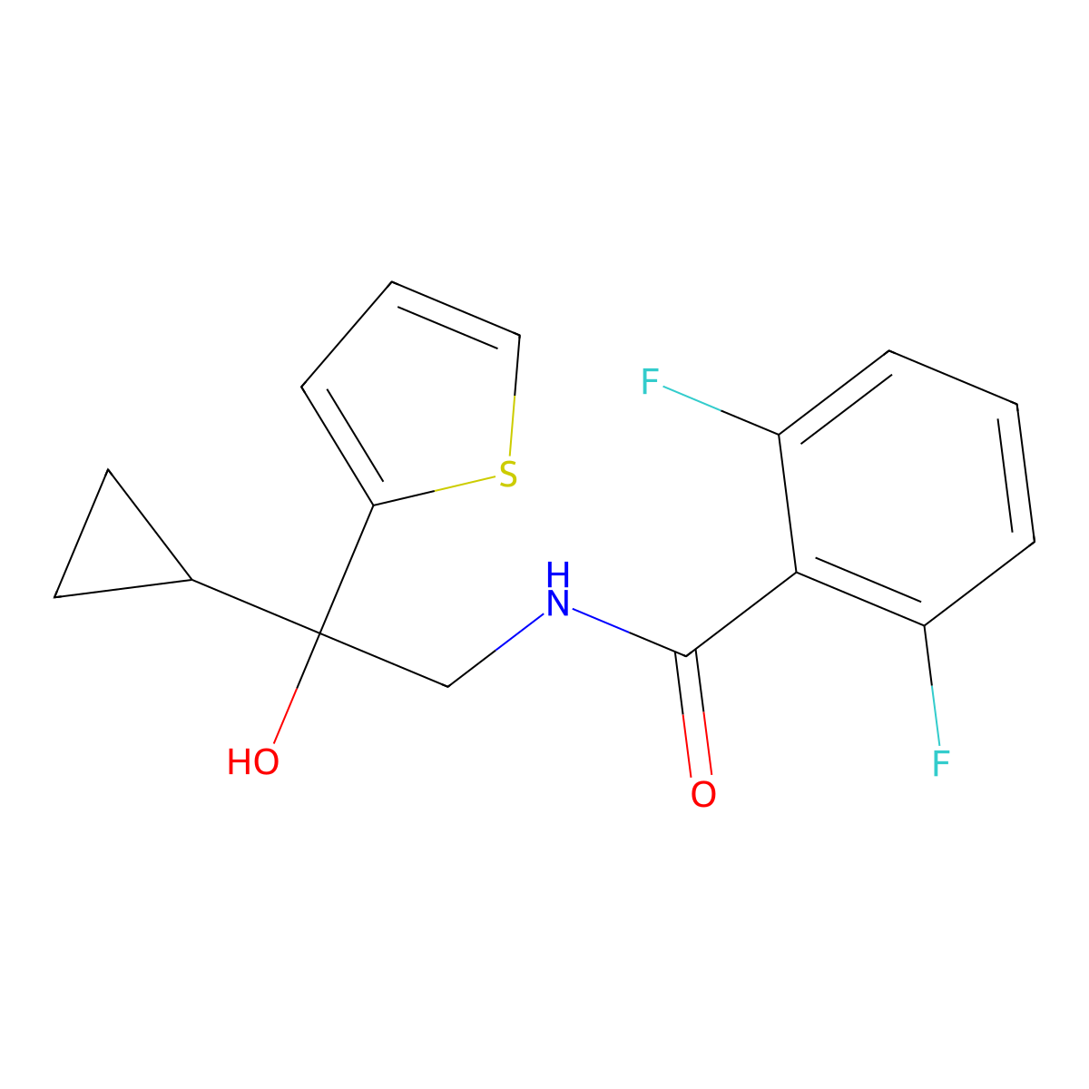 N-[2-cyclopropyl-2-hydroxy-2-(thiophen-2-yl)ethyl]-2,6-difluorobenzamide molecular structure, CAS 1396887-09-4