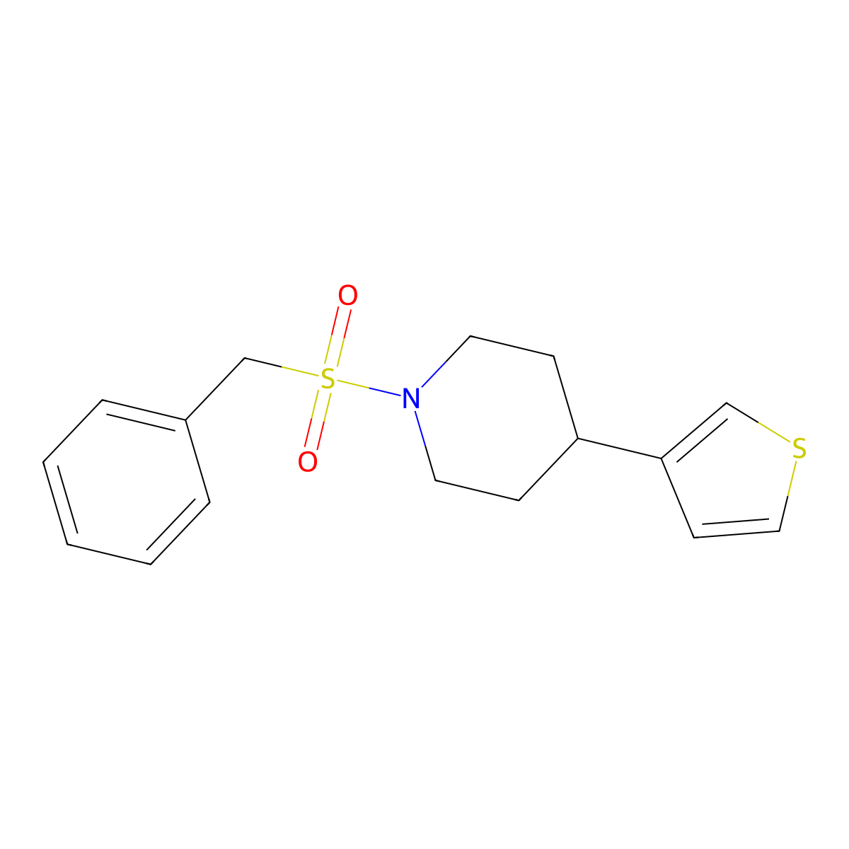 1-(Benzylsulfonyl)-4-(thiophen-3-yl)piperidine molecular structure, CAS 1396887-11-8