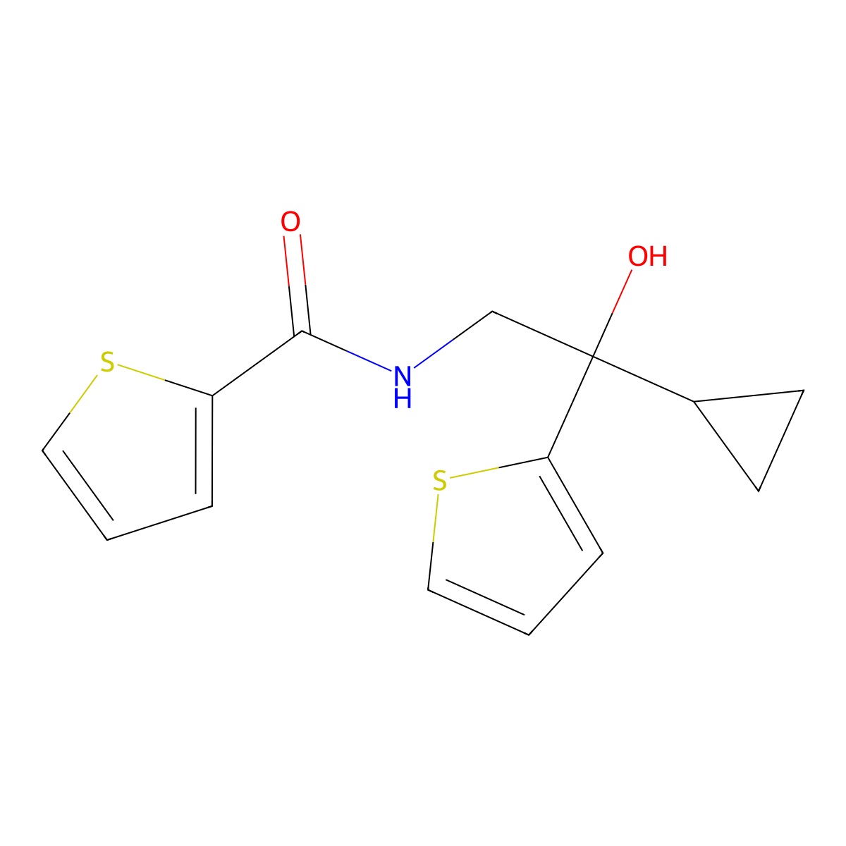 N-[2-cyclopropyl-2-hydroxy-2-(thiophen-2-yl)ethyl]thiophene-2-carboxamide molecular structure, CAS 1396887-16-3