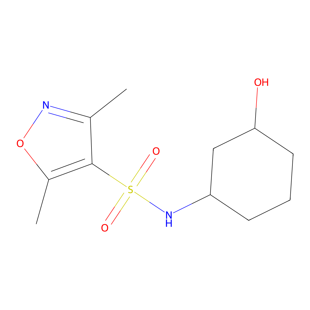 N-(3-hydroxycyclohexyl)-3,5-dimethylisoxazole-4-sulfonamide molecular structure, CAS 1396887-19-6
