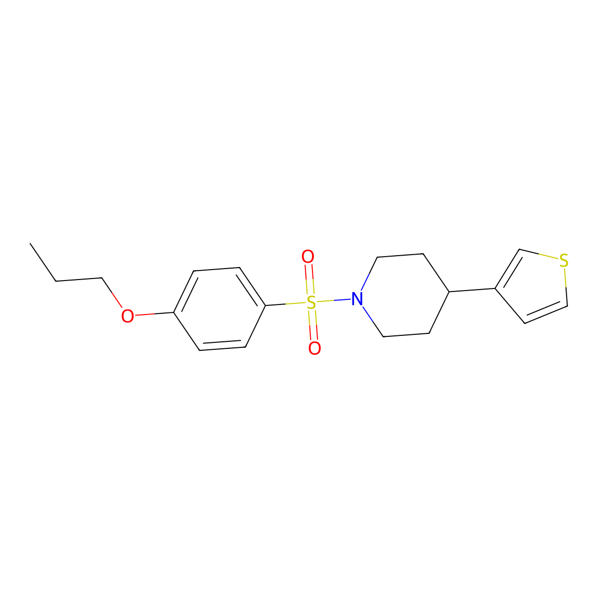 1-((4-Propoxyphenyl)sulfonyl)-4-(thiophen-3-yl)piperidine molecular structure, CAS 1396887-22-1