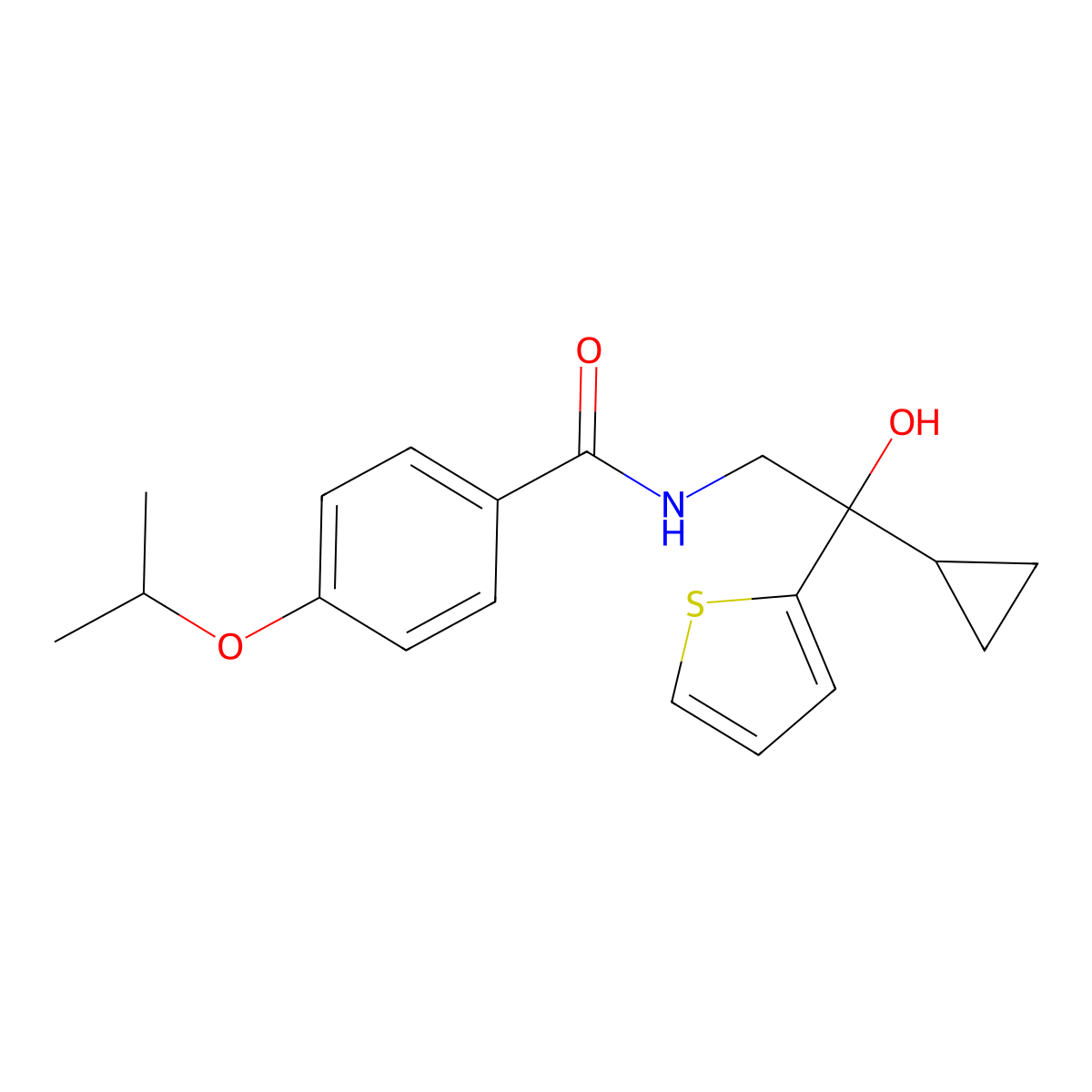N-(2-cyclopropyl-2-hydroxy-2-(thiophen-2-yl)ethyl)-4-isopropoxybenzamide molecular structure, CAS 1396887-28-7