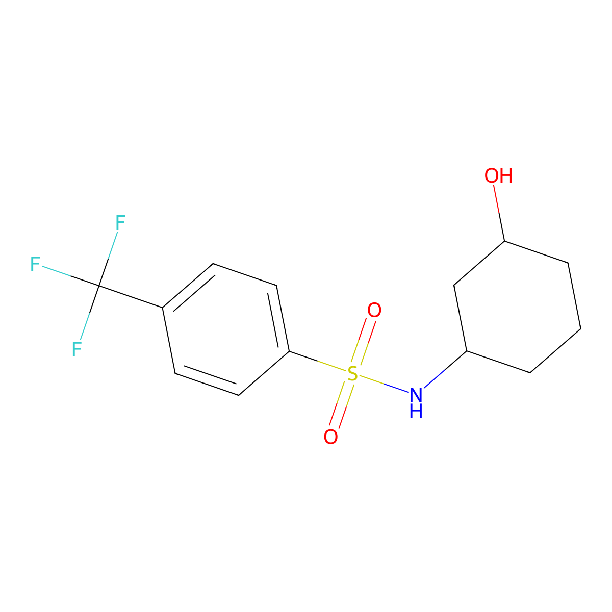 N-(3-hydroxycyclohexyl)-4-(trifluoromethyl)benzenesulfonamide molecular structure, CAS 1396887-32-3