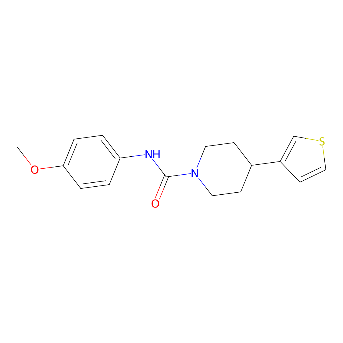 N-(4-methoxyphenyl)-4-(thiophen-3-yl)piperidine-1-carboxamide molecular structure, CAS 1396887-35-6