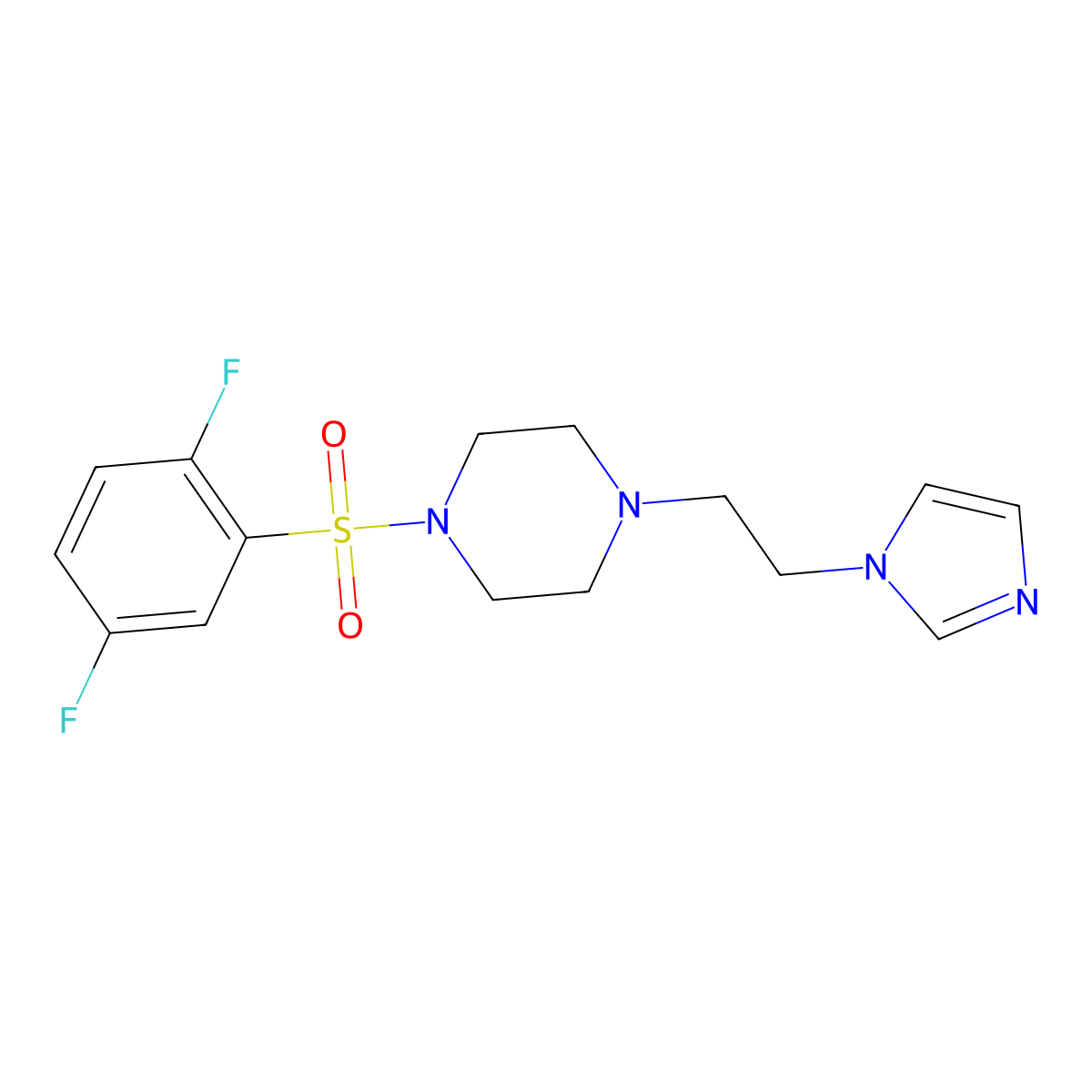 1-(2-(1H-imidazol-1-yl)ethyl)-4-((2,5-difluorophenyl)sulfonyl)piperazine molecular structure, CAS 1396887-36-7
