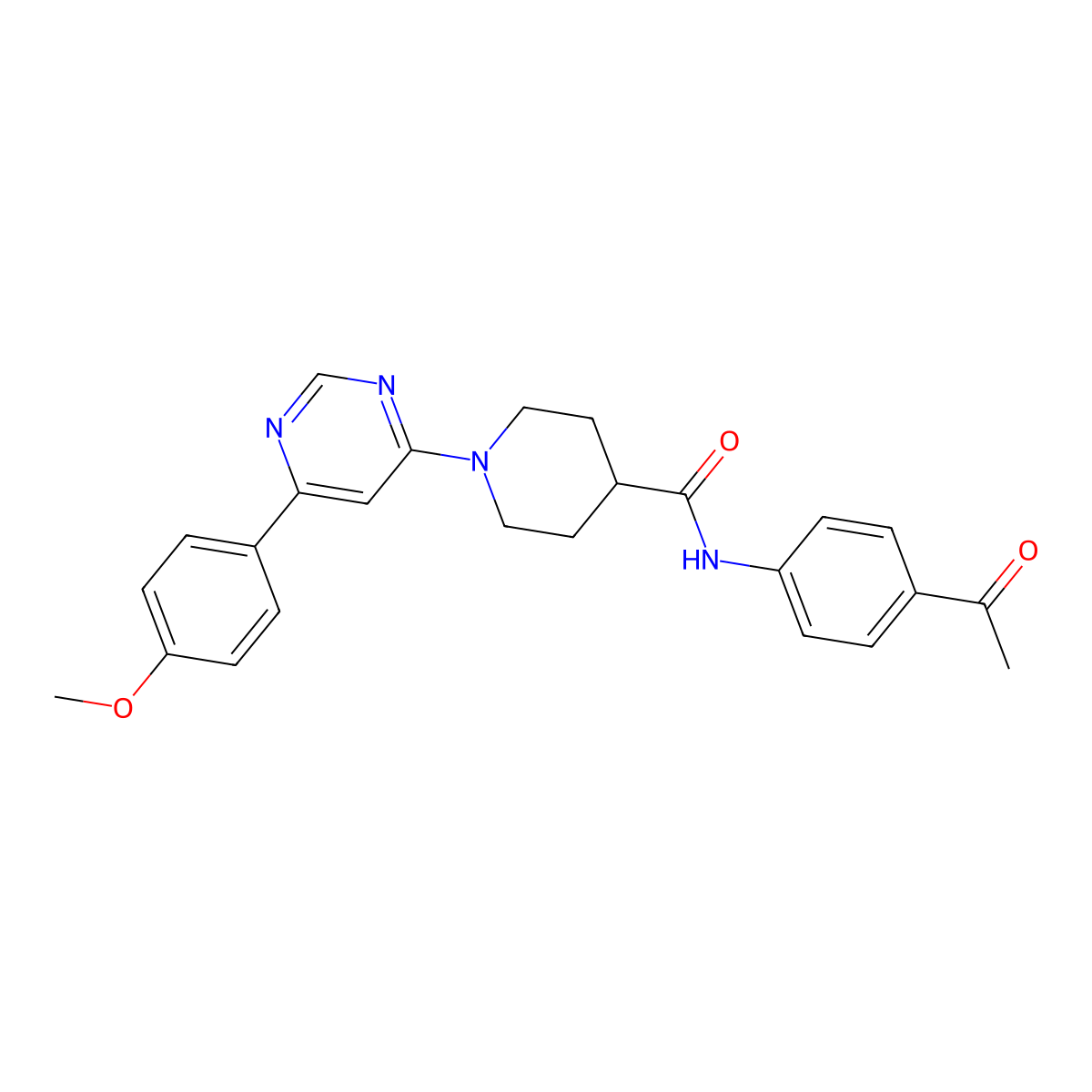 N-(4-acetylphenyl)-1-[6-(4-methoxyphenyl)pyrimidin-4-yl]piperidine-4-carboxamide molecular structure, CAS 1396887-38-9