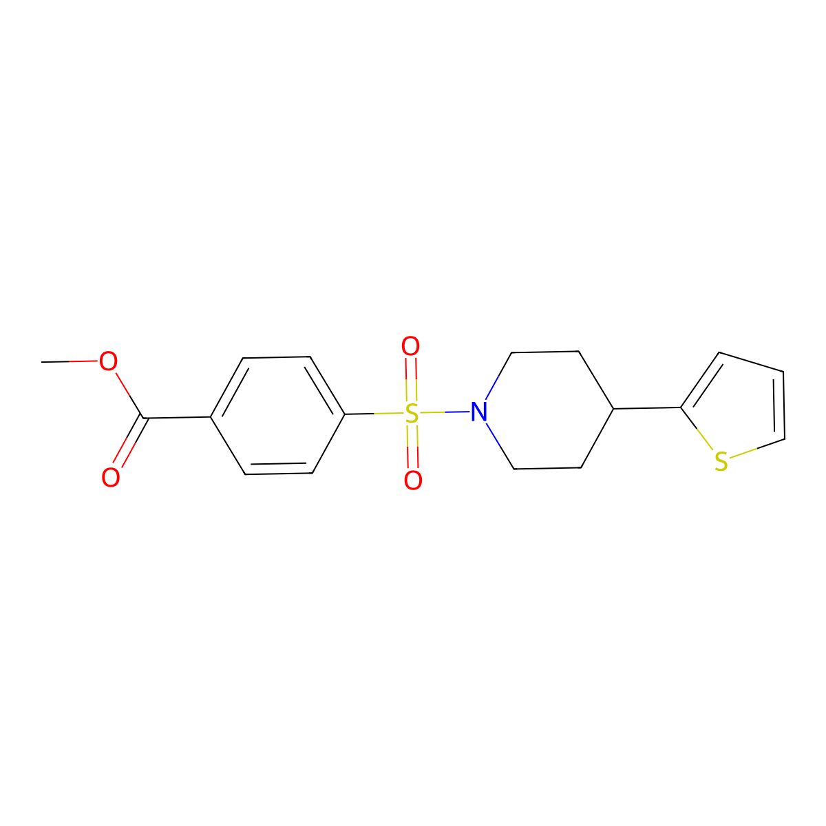 Methyl 4-{[4-(thiophen-2-yl)piperidin-1-yl]sulfonyl}benzoate molecular structure, CAS 1396887-39-0