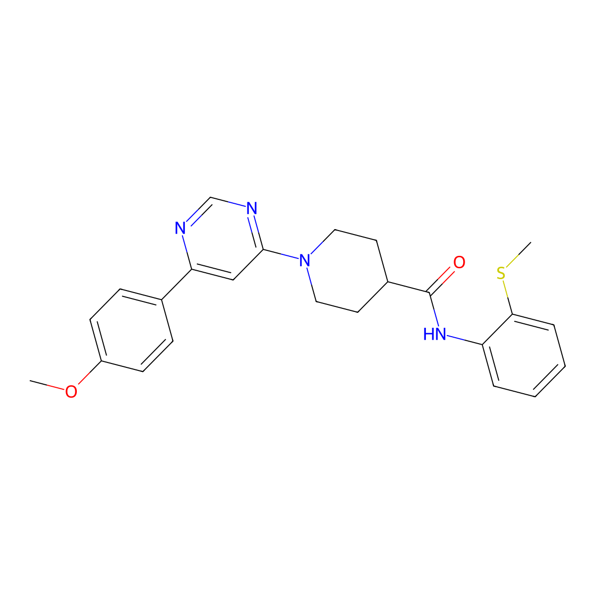 1-(6-(4-methoxyphenyl)pyrimidin-4-yl)-N-(2-(methylthio)phenyl)piperidine-4-carboxamide molecular structure, CAS 1396887-44-7