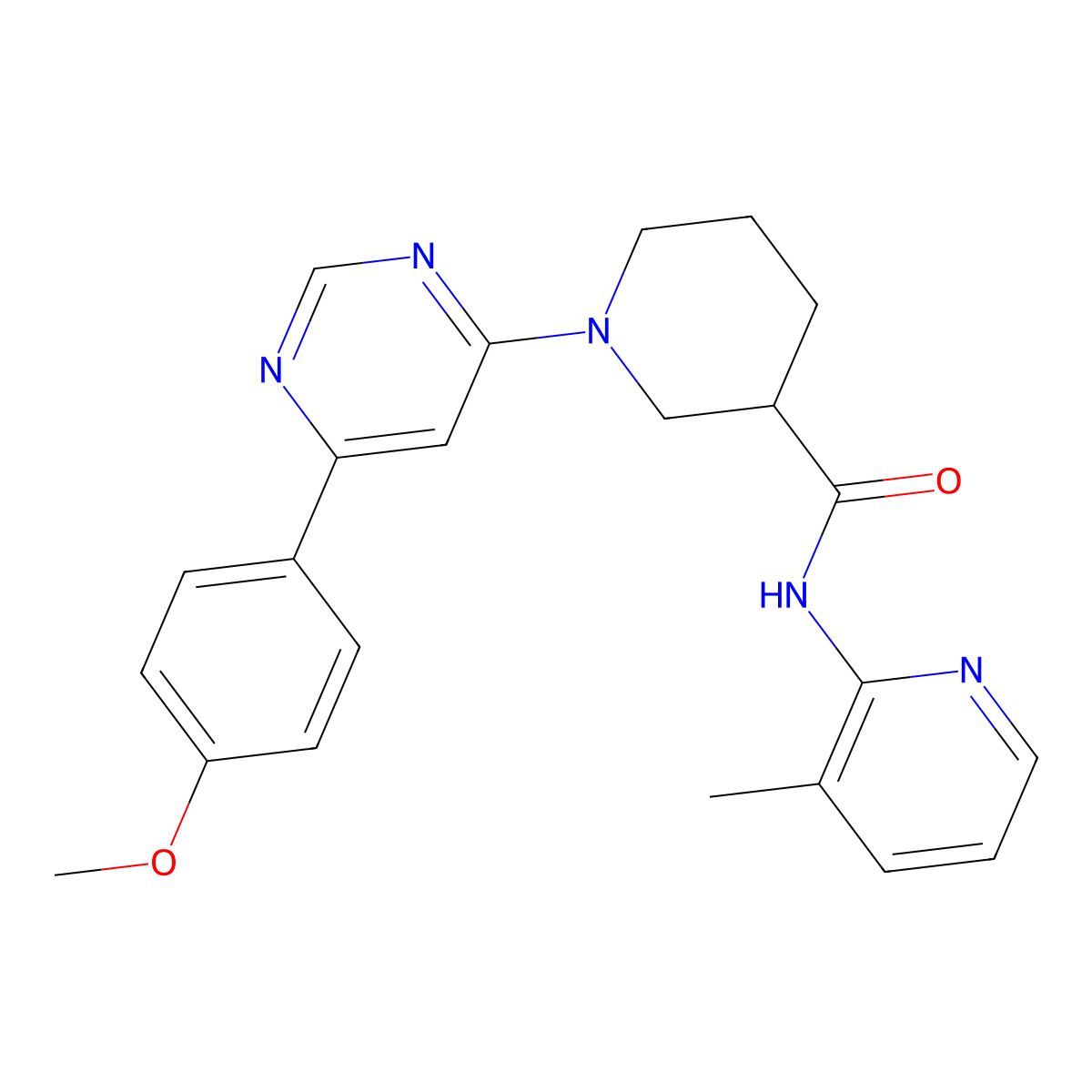 1-[6-(4-methoxyphenyl)pyrimidin-4-yl]-N-(3-methylpyridin-2-yl)piperidine-3-carboxamide molecular structure, CAS 1396887-54-9