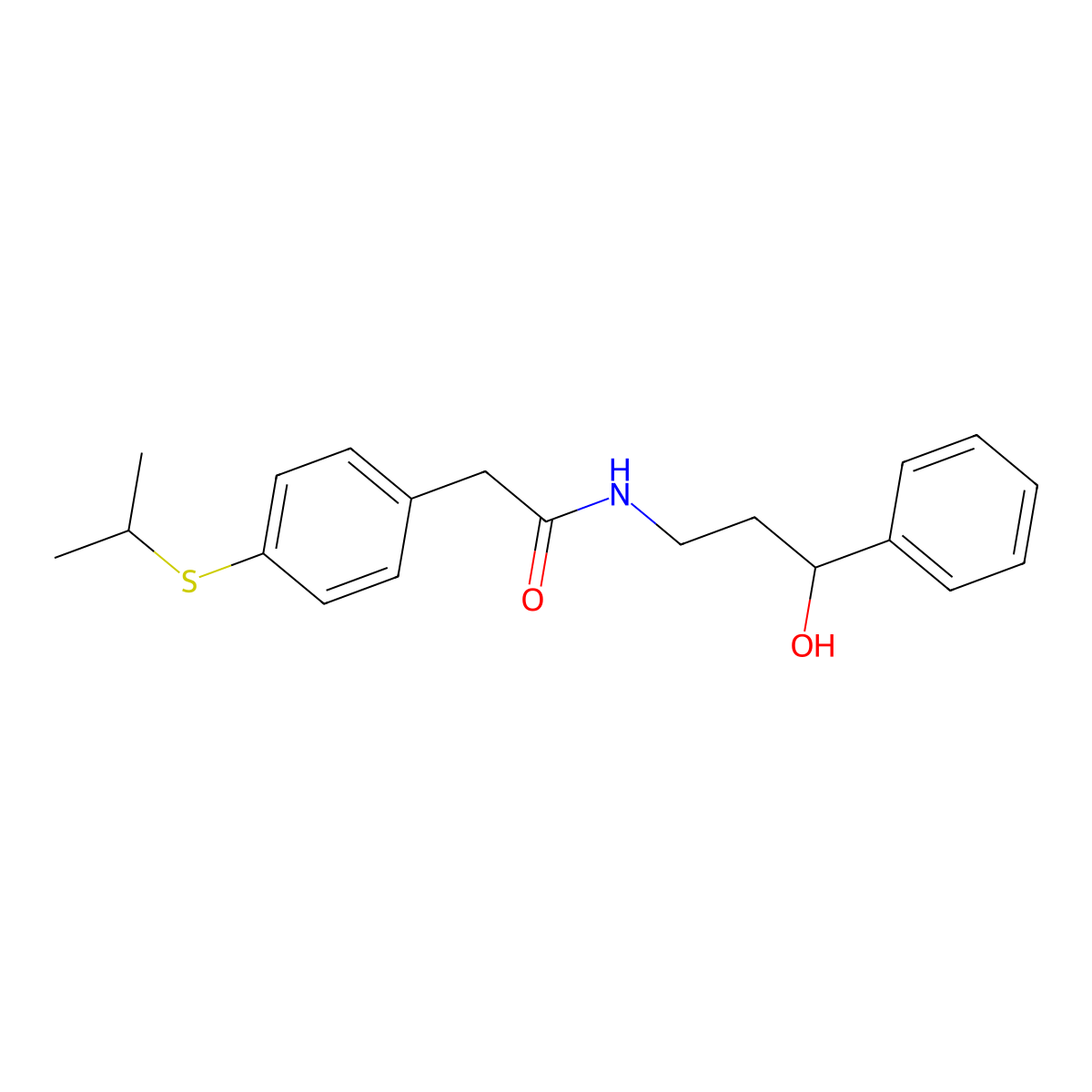 N-(3-hydroxy-3-phenylpropyl)-2-(4-(isopropylthio)phenyl)acetamide molecular structure, CAS 1396887-55-0