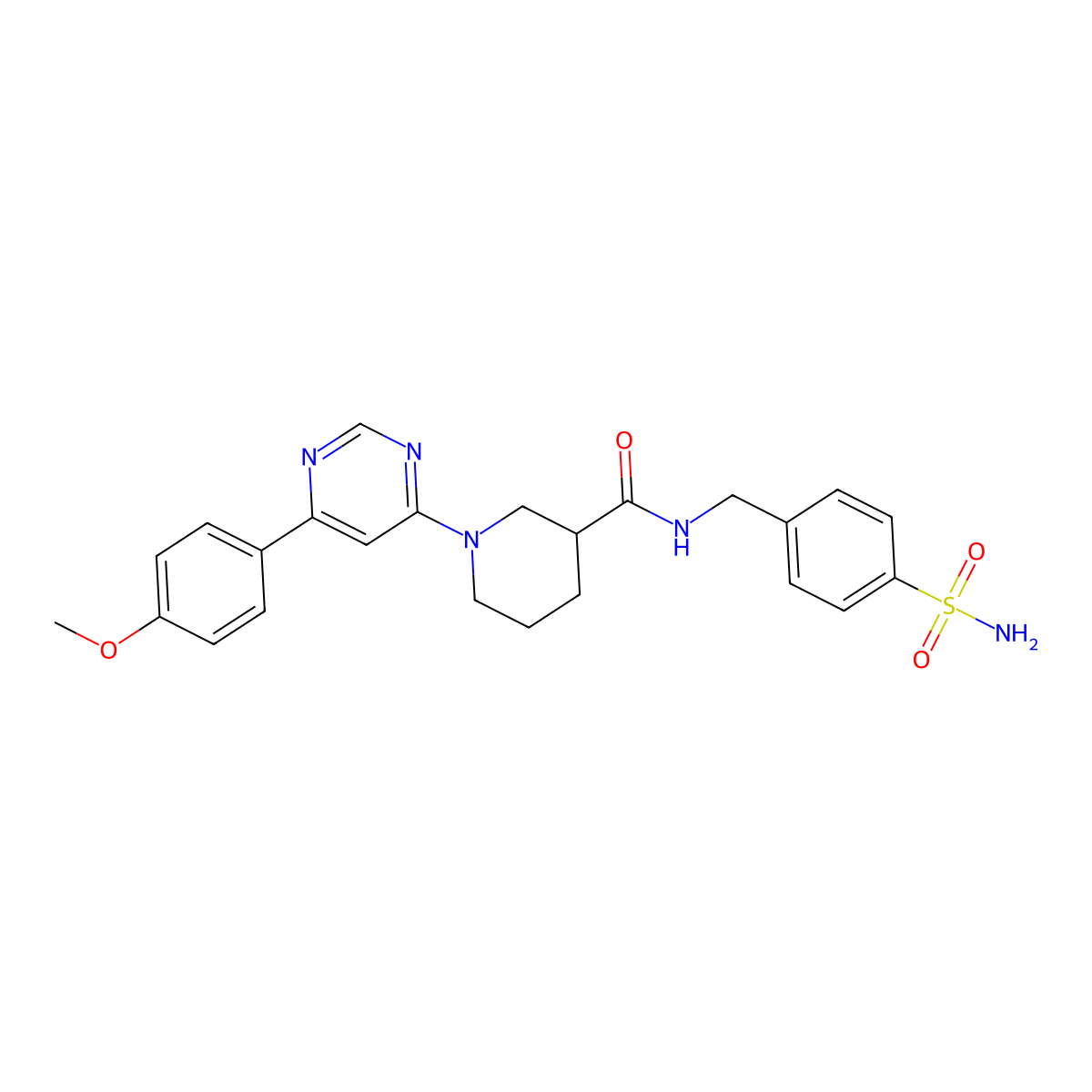 1-(6-(4-methoxyphenyl)pyrimidin-4-yl)-N-(4-sulfamoylbenzyl)piperidine-3-carboxamide molecular structure, CAS 1396887-60-7