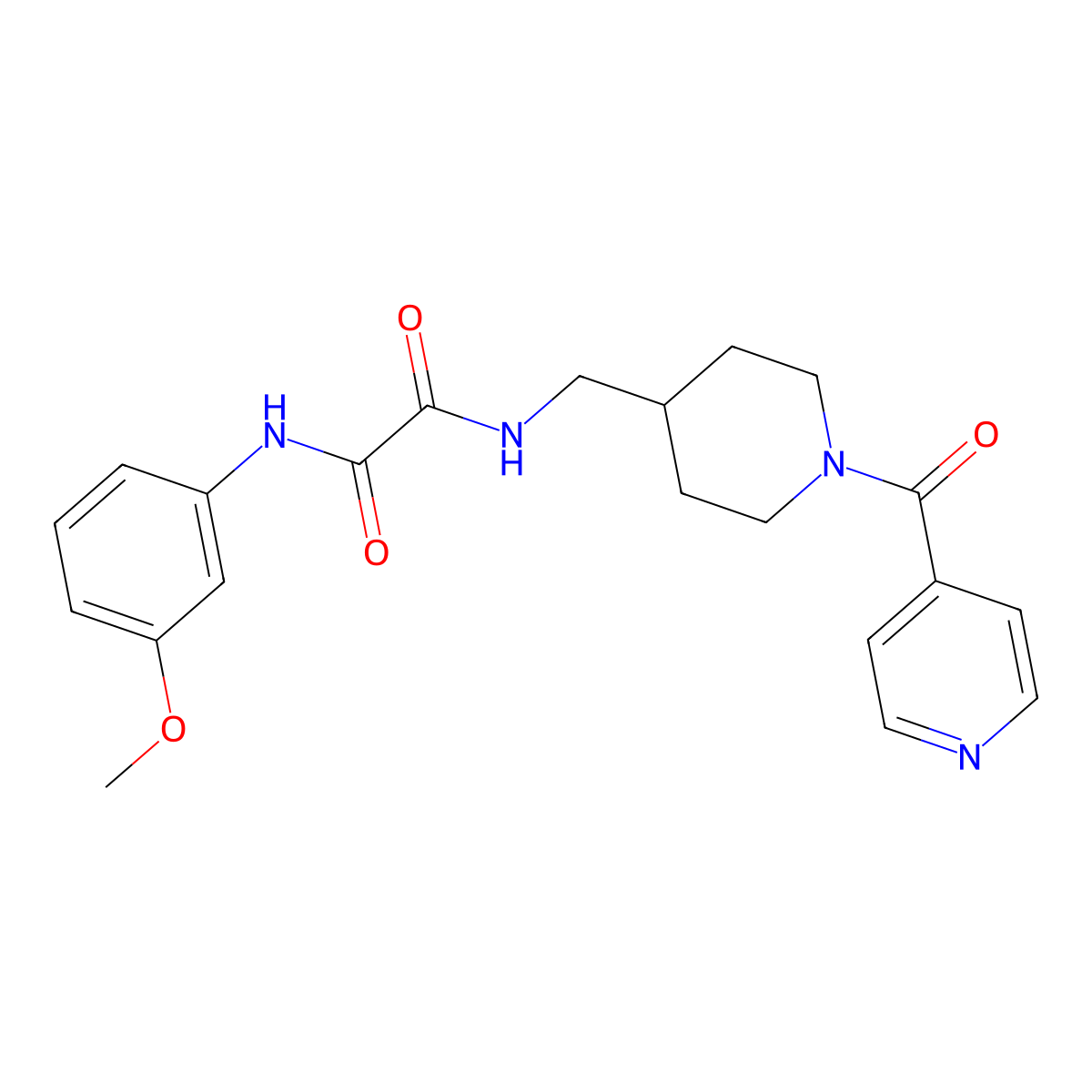 N1-((1-isonicotinoylpiperidin-4-yl)methyl)-N2-(3-methoxyphenyl)oxalamide molecular structure, CAS 1396887-64-1
