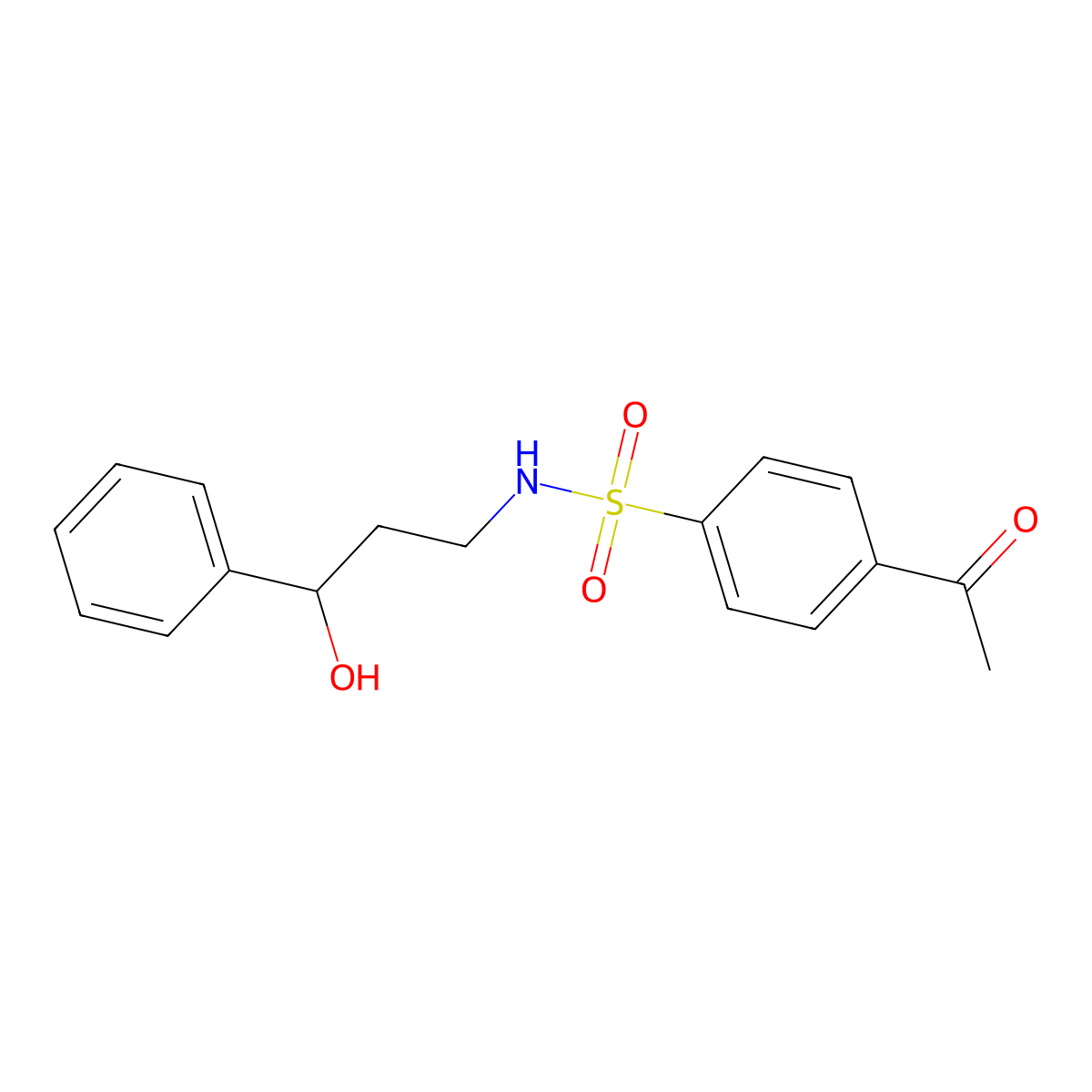 4-acetyl-N-(3-hydroxy-3-phenylpropyl)benzenesulfonamide molecular structure, CAS 1396887-65-2