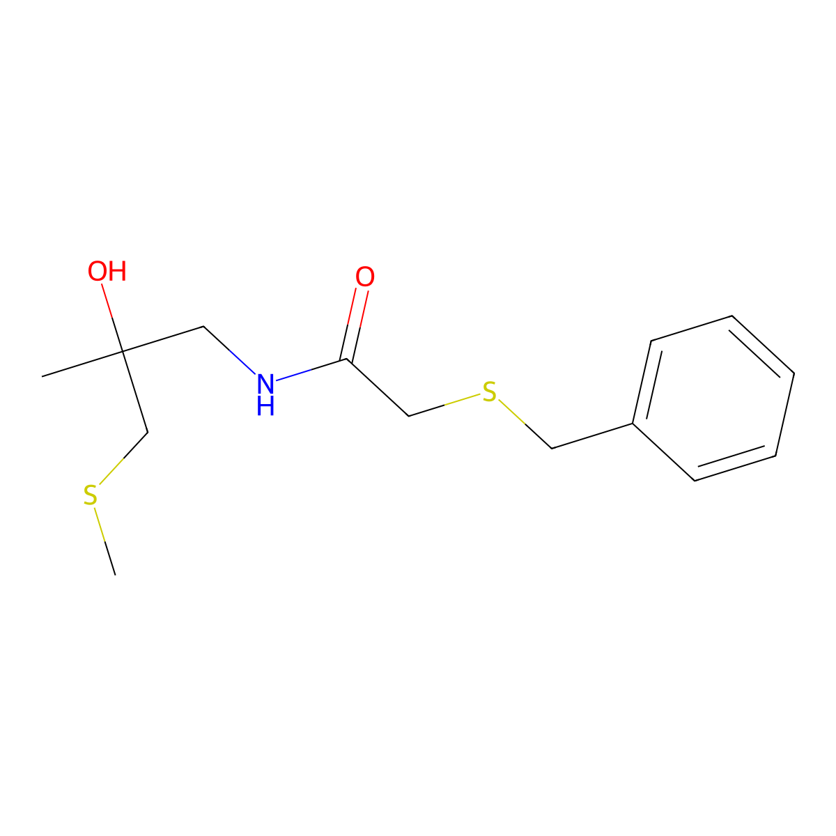 2-(benzylthio)-N-(2-hydroxy-2-methyl-3-(methylthio)propyl)acetamide molecular structure, CAS 1396887-69-6