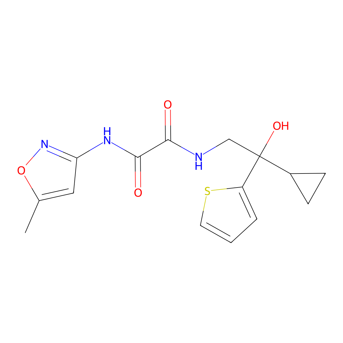 N1-(2-cyclopropyl-2-hydroxy-2-(thiophen-2-yl)ethyl)-N2-(5-methylisoxazol-3-yl)oxalamide molecular structure, CAS 1396887-73-2