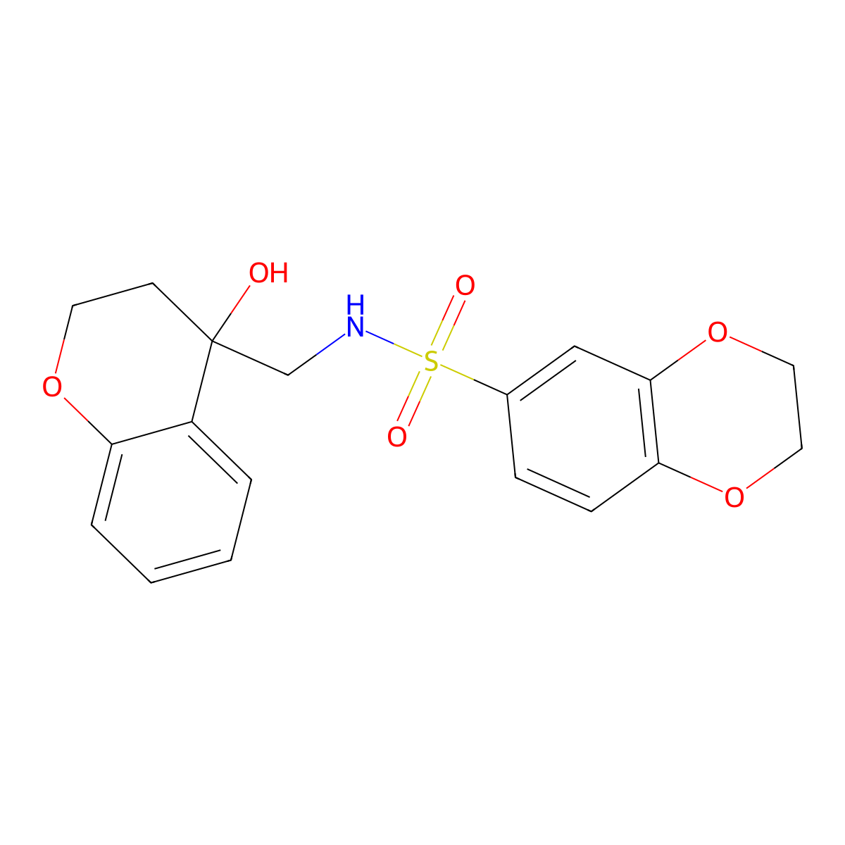N-((4-hydroxychroman-4-yl)methyl)-2,3-dihydrobenzo[b][1,4]dioxine-6-sulfonamide molecular structure, CAS 1396887-81-2
