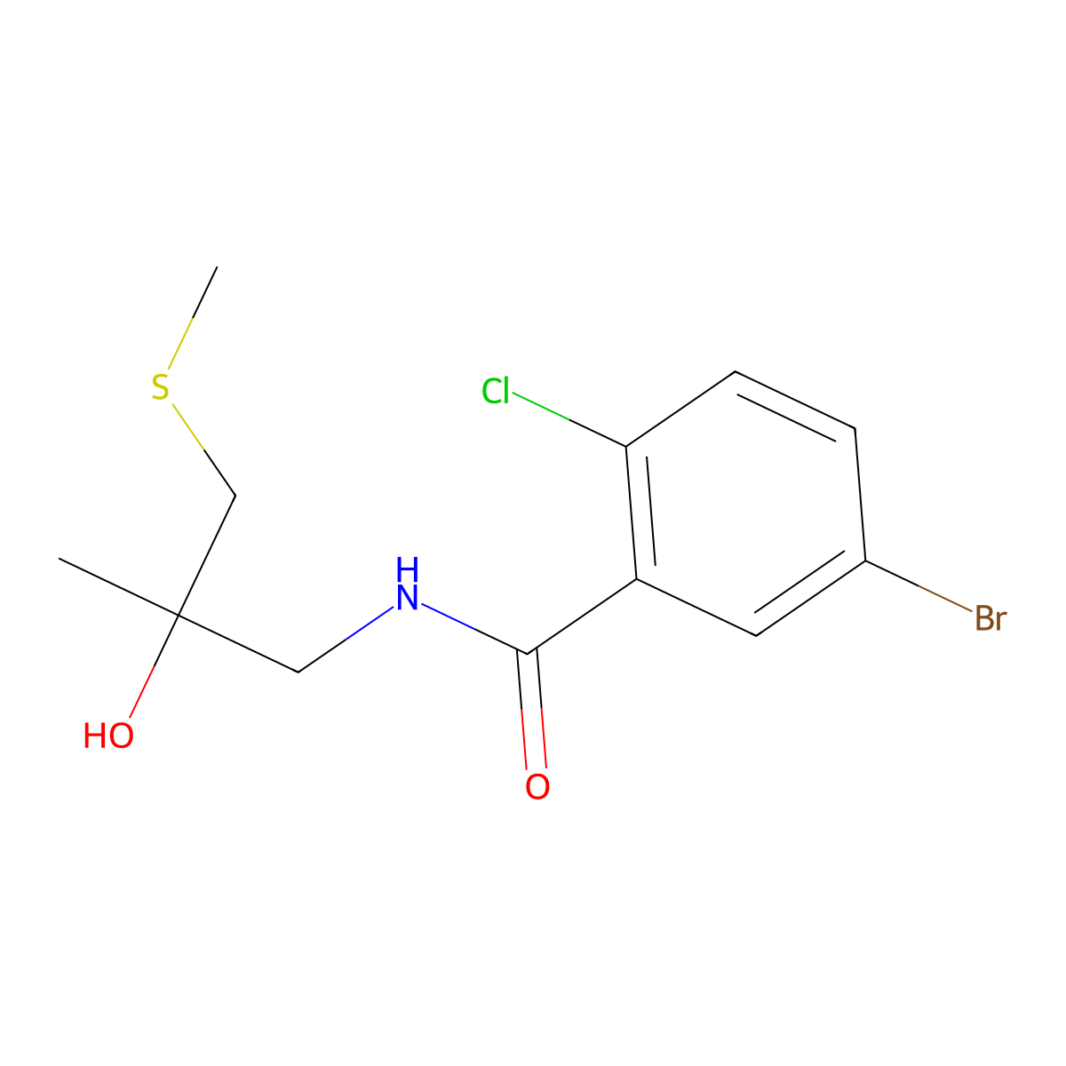 5-bromo-2-chloro-N-(2-hydroxy-2-methyl-3-(methylthio)propyl)benzamide molecular structure, CAS 1396887-82-3