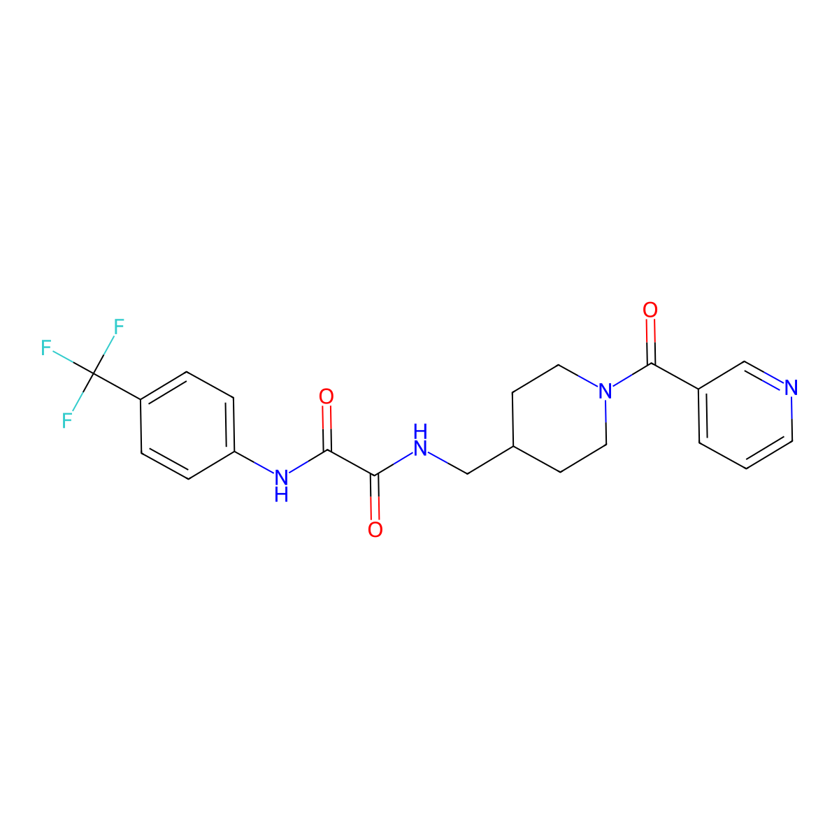 N1-((1-nicotinoylpiperidin-4-yl)methyl)-N2-(4-(trifluoromethyl)phenyl)oxalamide molecular structure, CAS 1396887-84-5