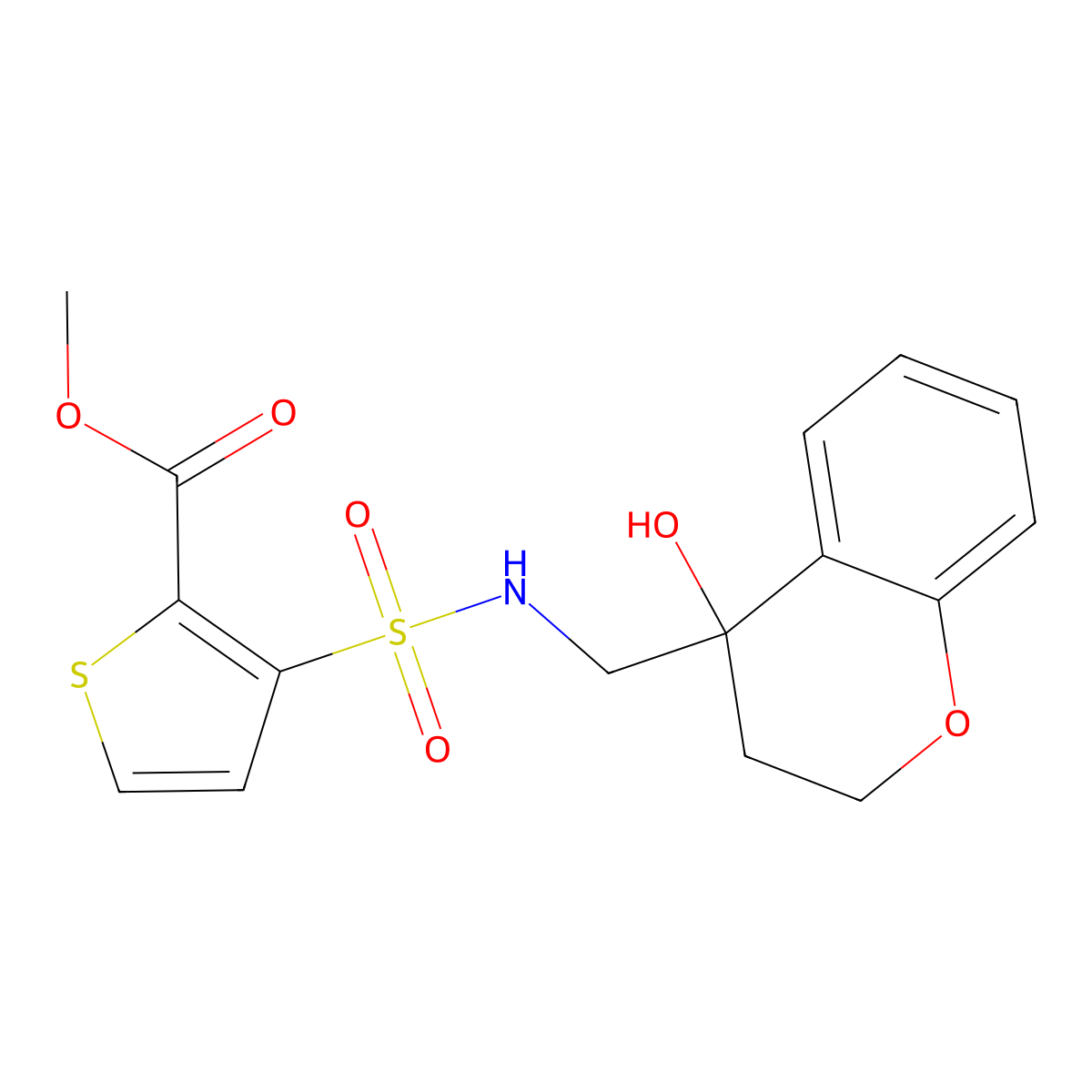 methyl 3-(N-((4-hydroxychroman-4-yl)methyl)sulfamoyl)thiophene-2-carboxylate molecular structure, CAS 1396887-87-8