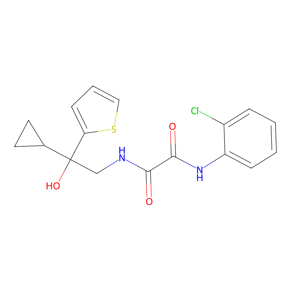 N1-(2-chlorophenyl)-N2-(2-cyclopropyl-2-hydroxy-2-(thiophen-2-yl)ethyl)oxalamide molecular structure, CAS 1396887-88-9