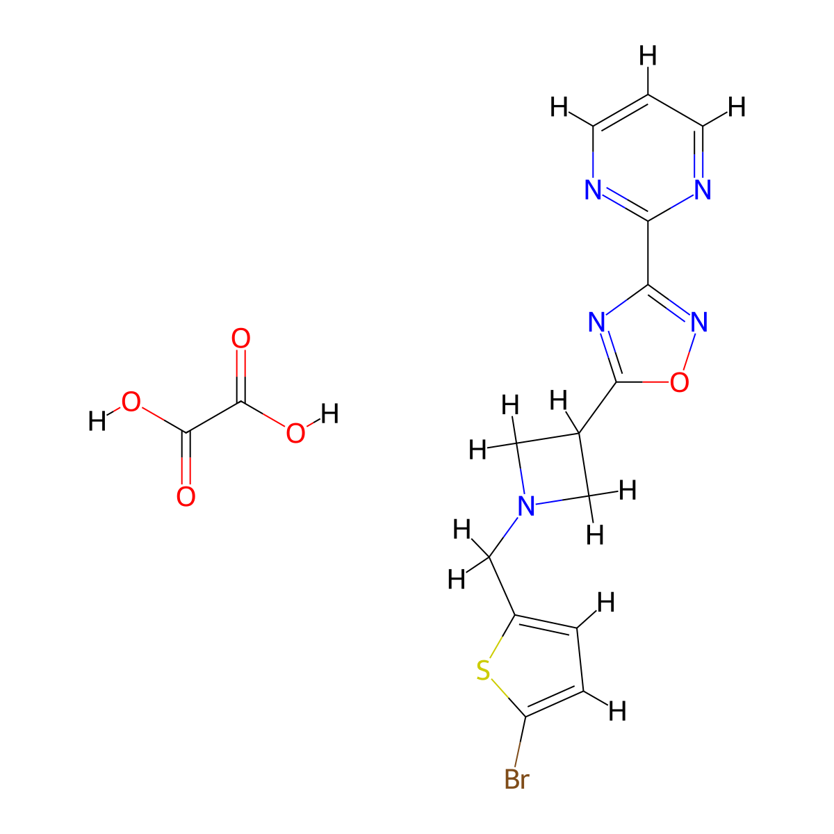 5-(1-((5-Bromothiophen-2-yl)methyl)azetidin-3-yl)-3-(pyrimidin-2-yl)-1,2,4-oxadiazole oxalate molecular structure, CAS 1396887-90-3