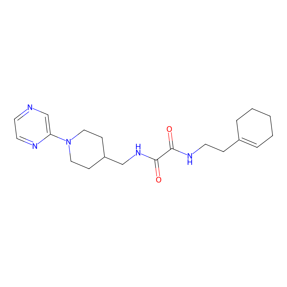 N1-(2-(cyclohex-1-en-1-yl)ethyl)-N2-((1-(pyrazin-2-yl)piperidin-4-yl)methyl)oxalamide molecular structure, CAS 1396887-91-4
