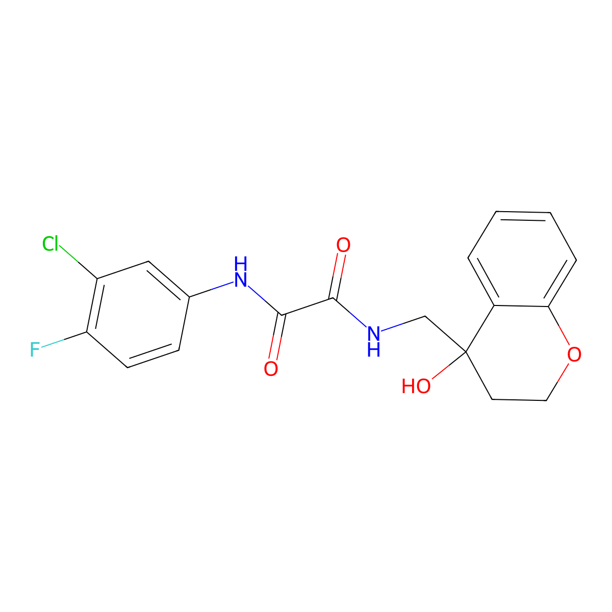 N1-(3-chloro-4-fluorophenyl)-N2-((4-hydroxychroman-4-yl)methyl)oxalamide molecular structure, CAS 1396887-95-8
