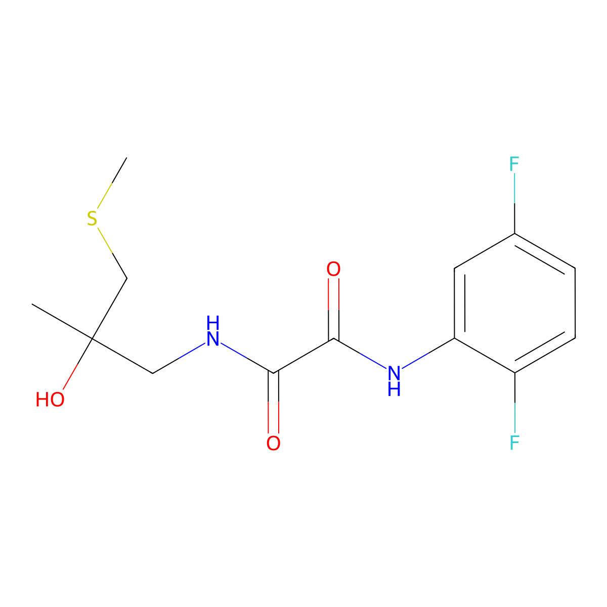 N1-(2,5-difluorophenyl)-N2-(2-hydroxy-2-methyl-3-(methylthio)propyl)oxalamide molecular structure, CAS 1396887-97-0
