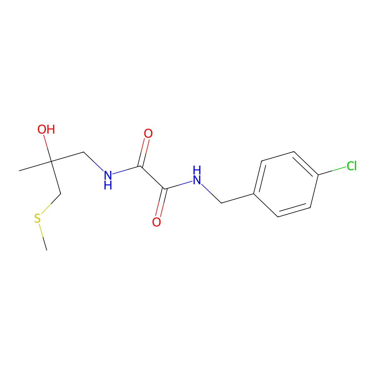 N1-(4-chlorobenzyl)-N2-(2-hydroxy-2-methyl-3-(methylthio)propyl)oxalamide molecular structure, CAS 1396888-02-0