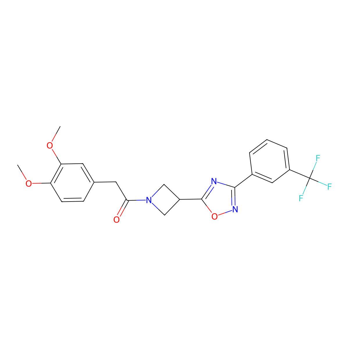2-(3,4-Dimethoxyphenyl)-1-(3-(3-(3-(trifluoromethyl)phenyl)-1,2,4-oxadiazol-5-yl)azetidin-1-yl)ethanone molecular structure, CAS 1396888-03-1