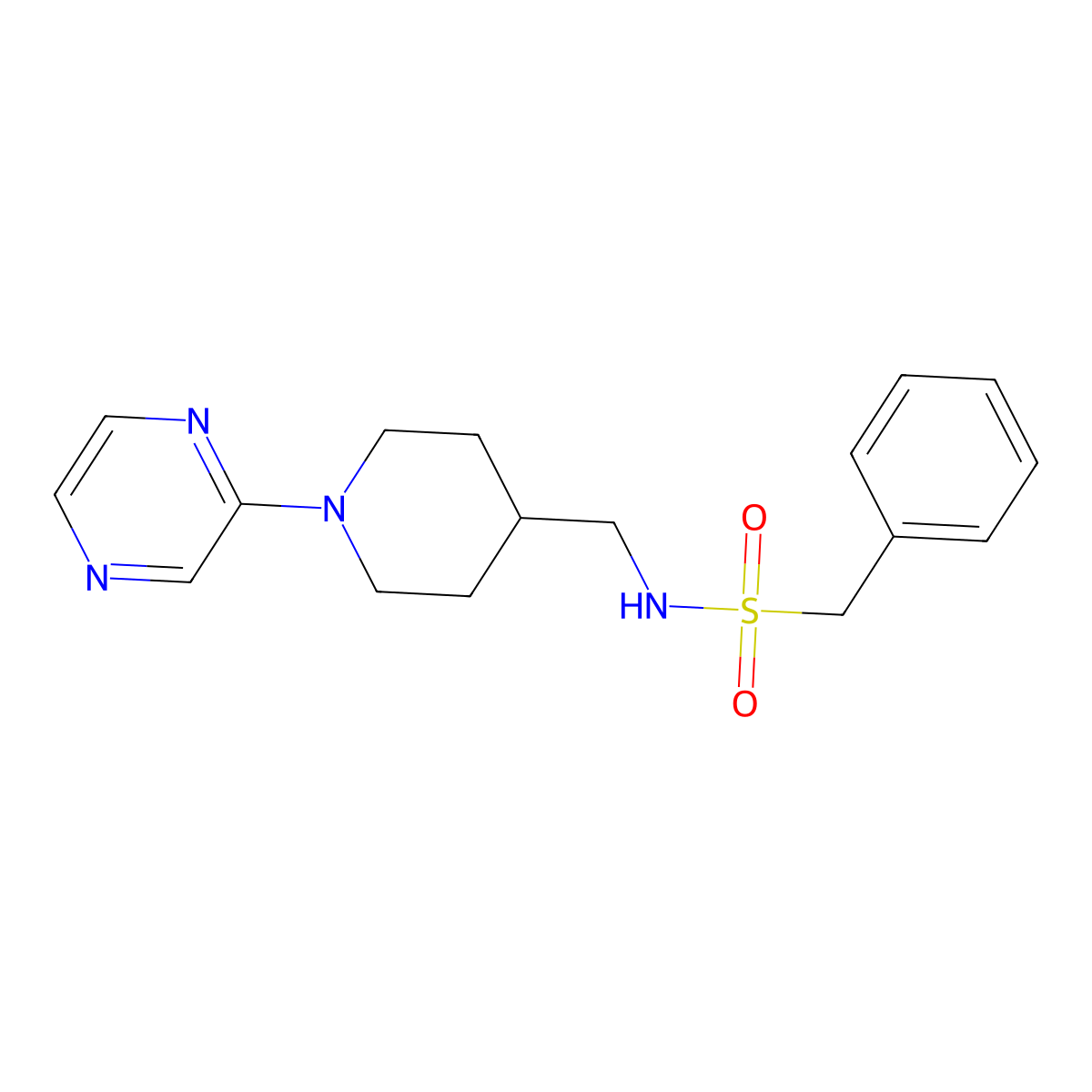 1-phenyl-N-{[1-(pyrazin-2-yl)piperidin-4-yl]methyl}methanesulfonamide molecular structure, CAS 1396888-05-3