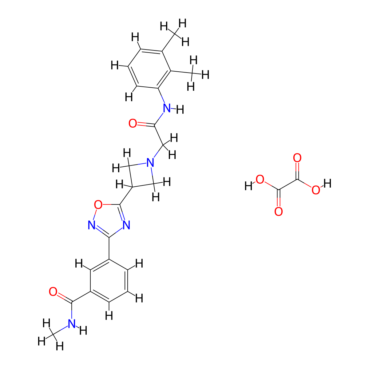 3-(5-(1-(2-((2,3-dimethylphenyl)amino)-2-oxoethyl)azetidin-3-yl)-1,2,4-oxadiazol-3-yl)-N-methylbenzamide oxalate molecular structure, CAS 1396888-12-2