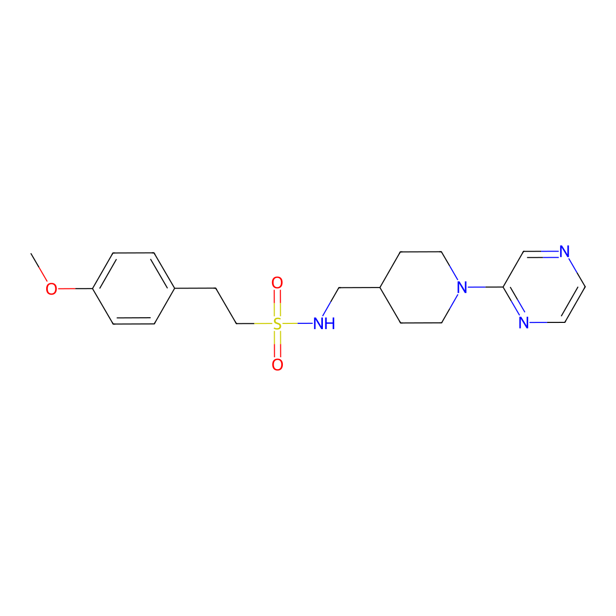 2-(4-methoxyphenyl)-N-((1-(pyrazin-2-yl)piperidin-4-yl)methyl)ethanesulfonamide molecular structure, CAS 1396888-14-4