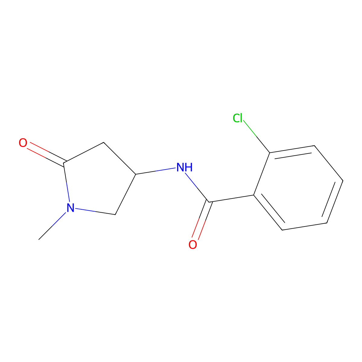 2-chloro-N-(1-methyl-5-oxopyrrolidin-3-yl)benzamide molecular structure, CAS 1396888-22-4