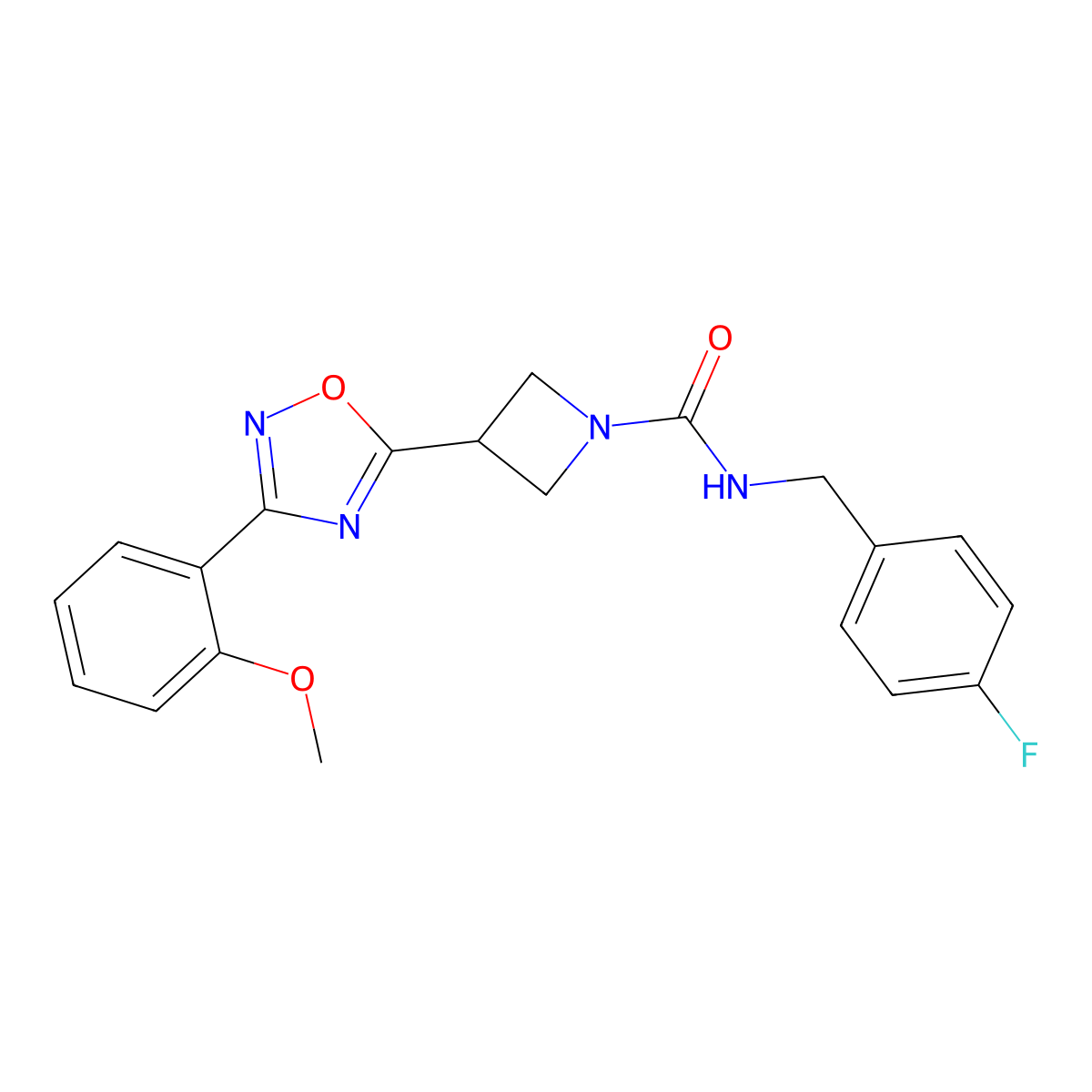 N-(4-fluorobenzyl)-3-(3-(2-methoxyphenyl)-1,2,4-oxadiazol-5-yl)azetidine-1-carboxamide molecular structure, CAS 1396888-23-5